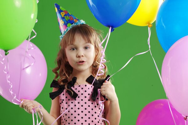 Красивая маленькая девочка с воздушными шарами