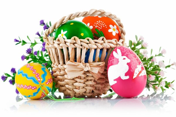 Cesto di uova di Pasqua dipinte