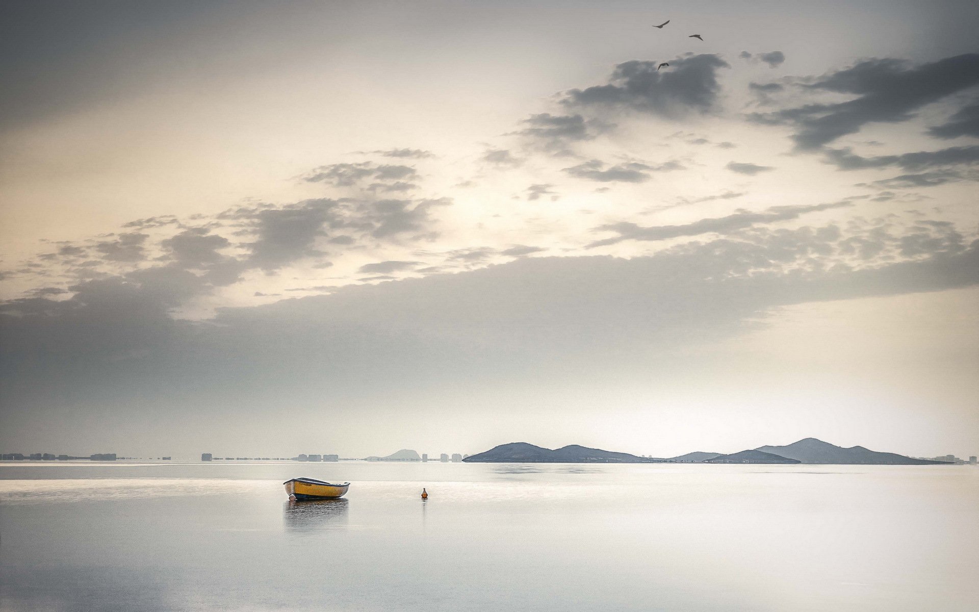 lake boat landscape