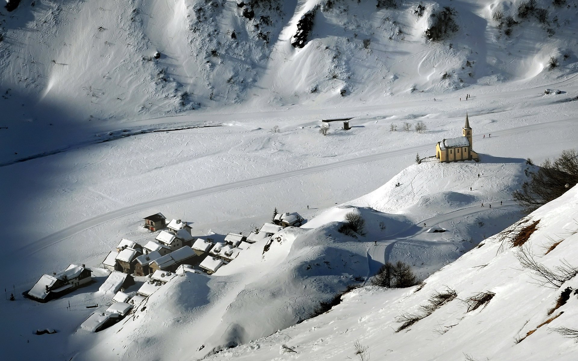 winter mountain house temple