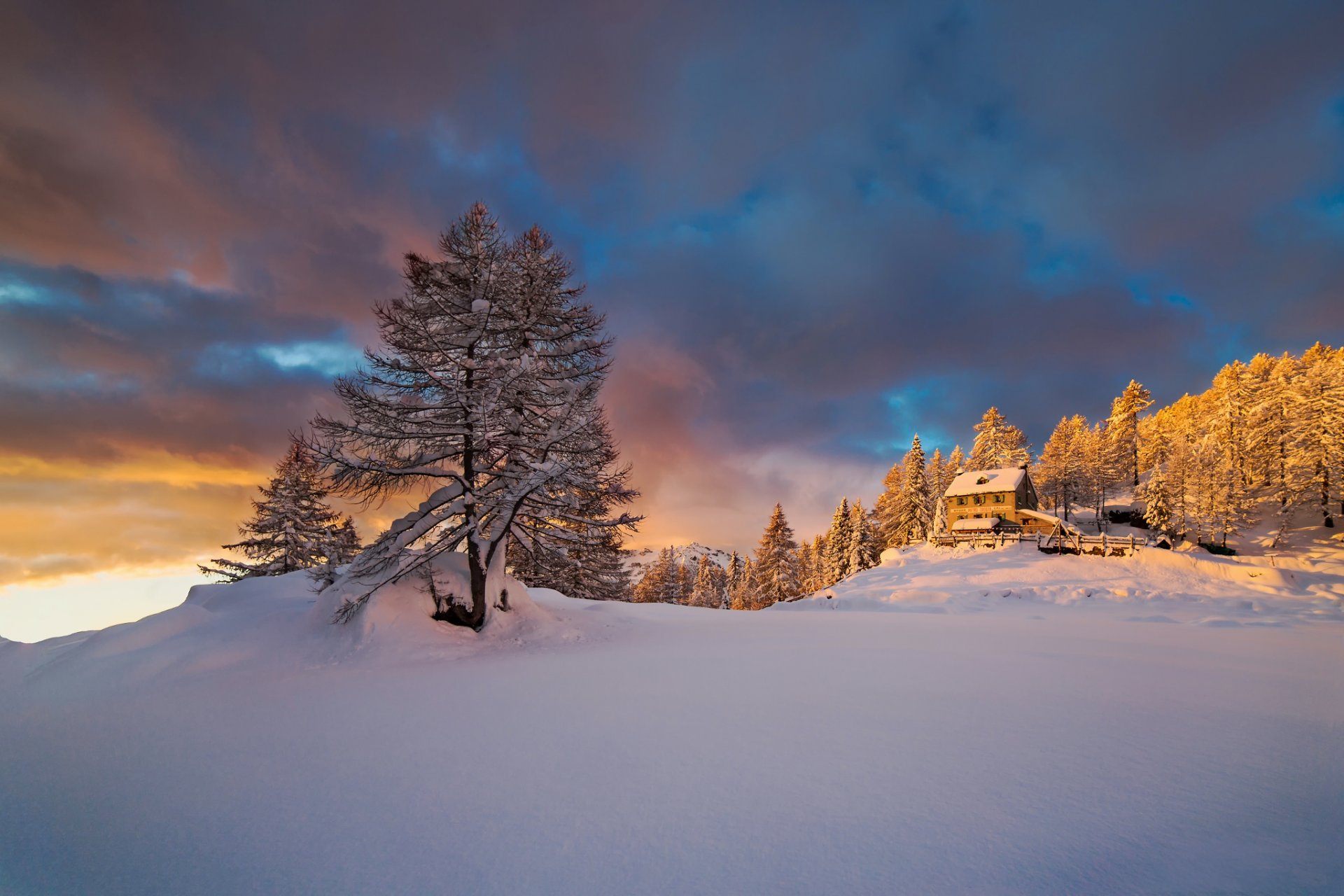 italy piedmont mountain alps winter january morning snow light