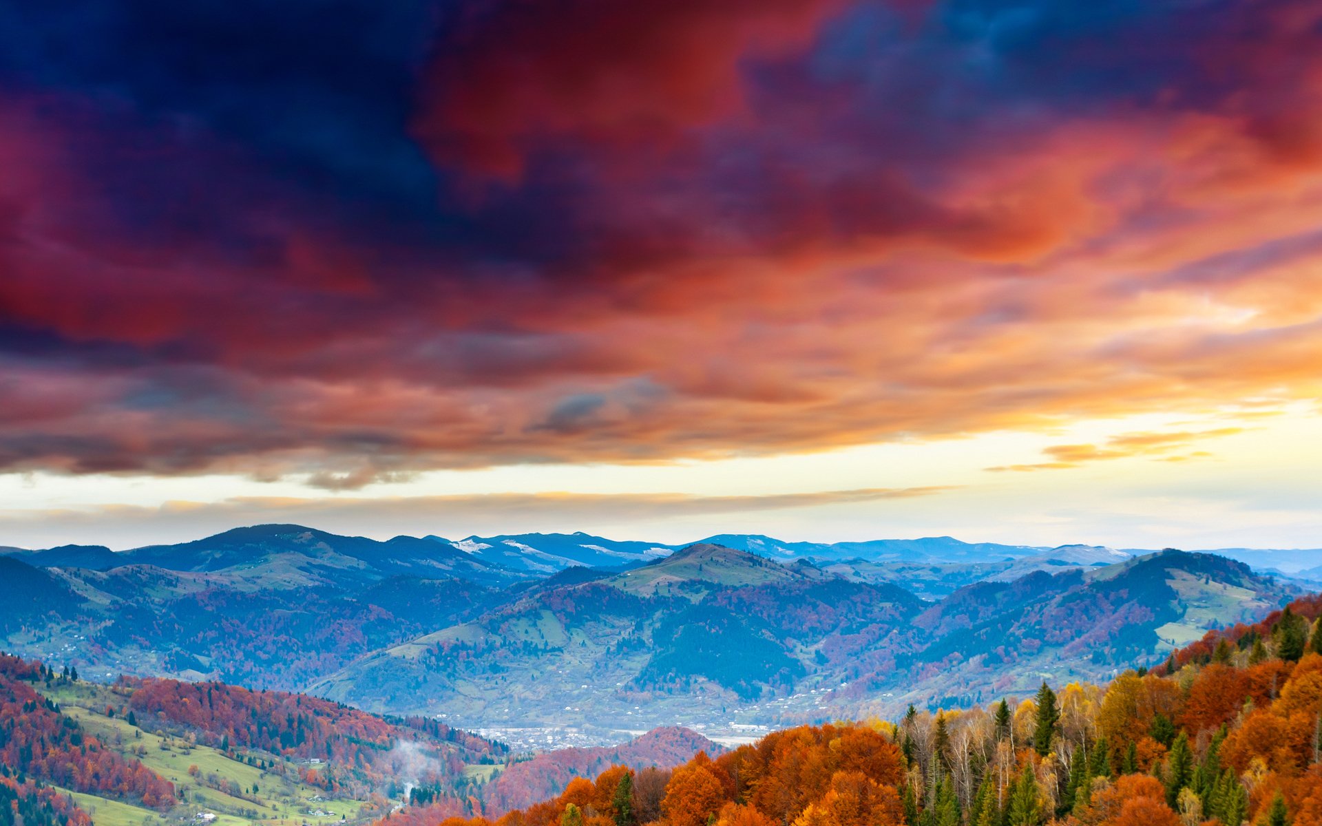 ky clouds mountain forest tree autumn