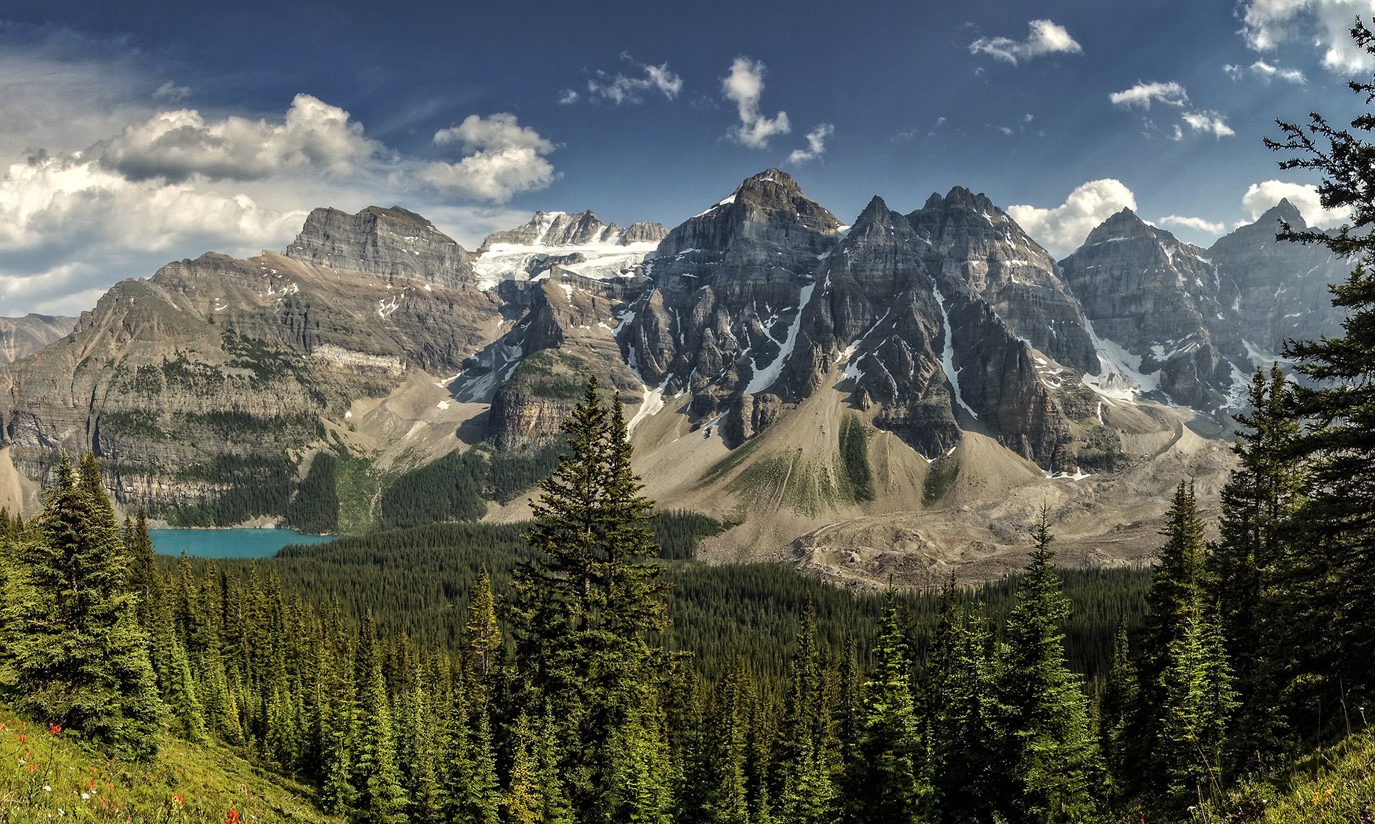 moraine dolina dziesięciu szczytów park narodowy banff alberta kanada jezioro góry las panorama