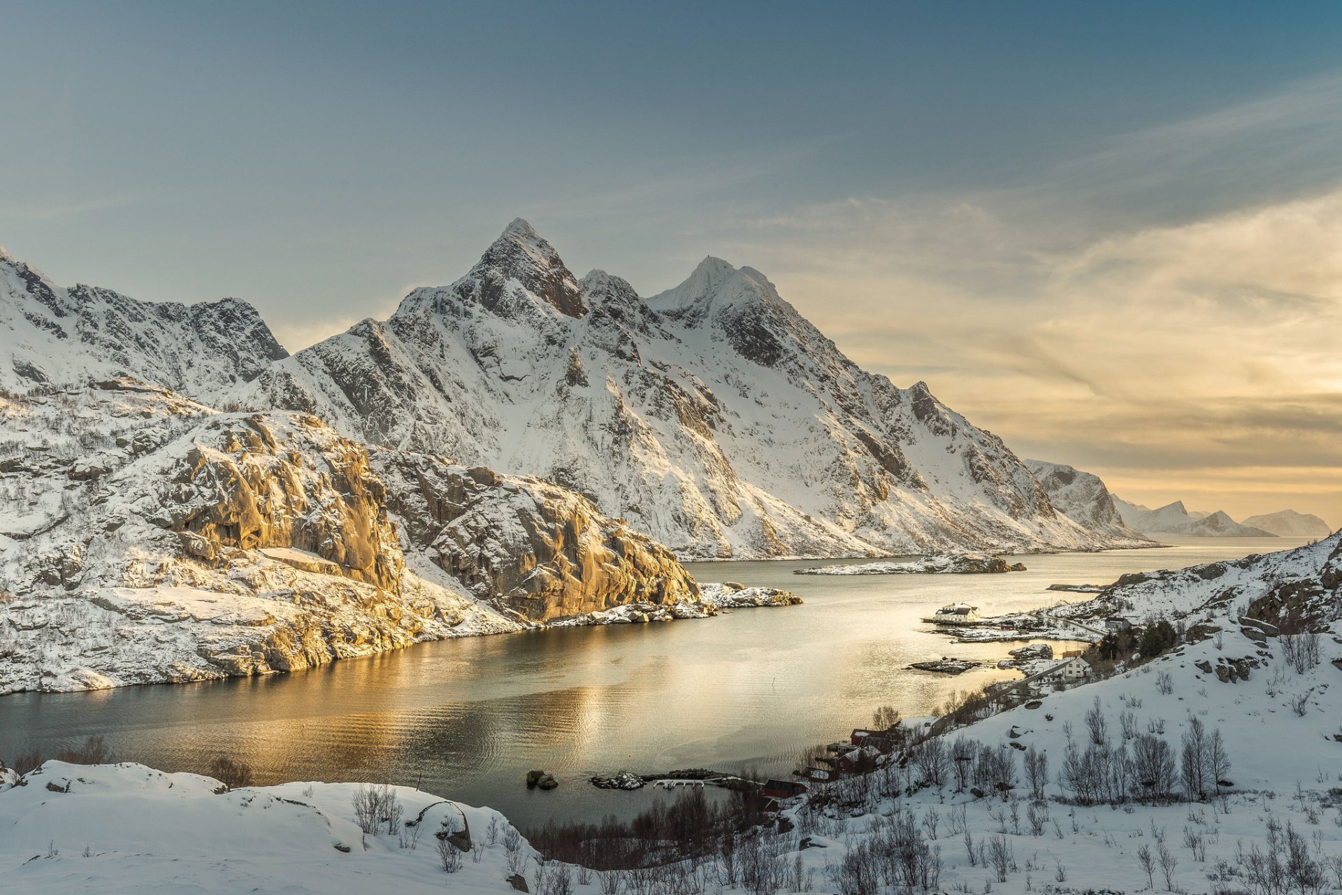 lofoty norwegia morze wybrzeże wybrzeże kamienie niebo