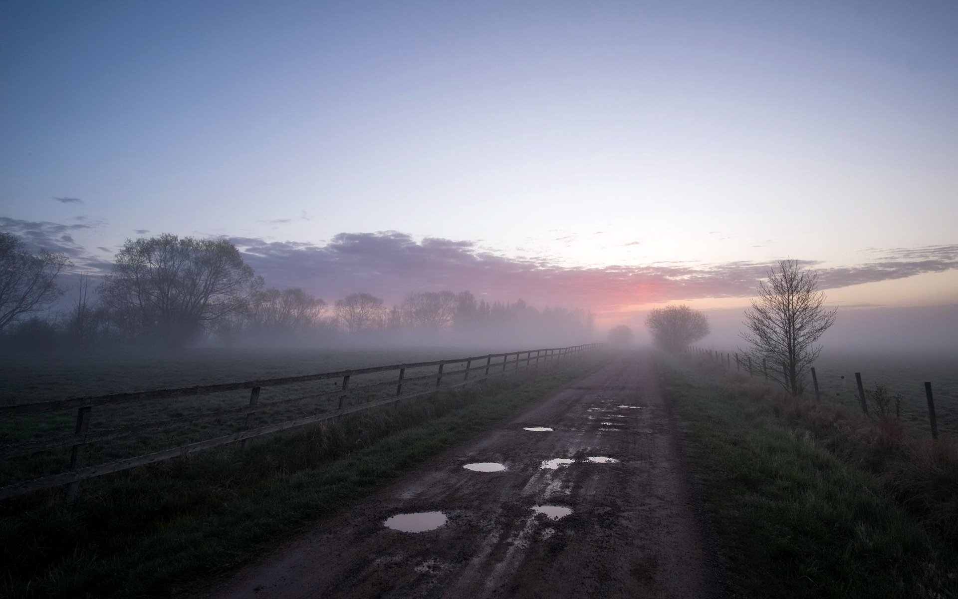 mattina strada nebbia