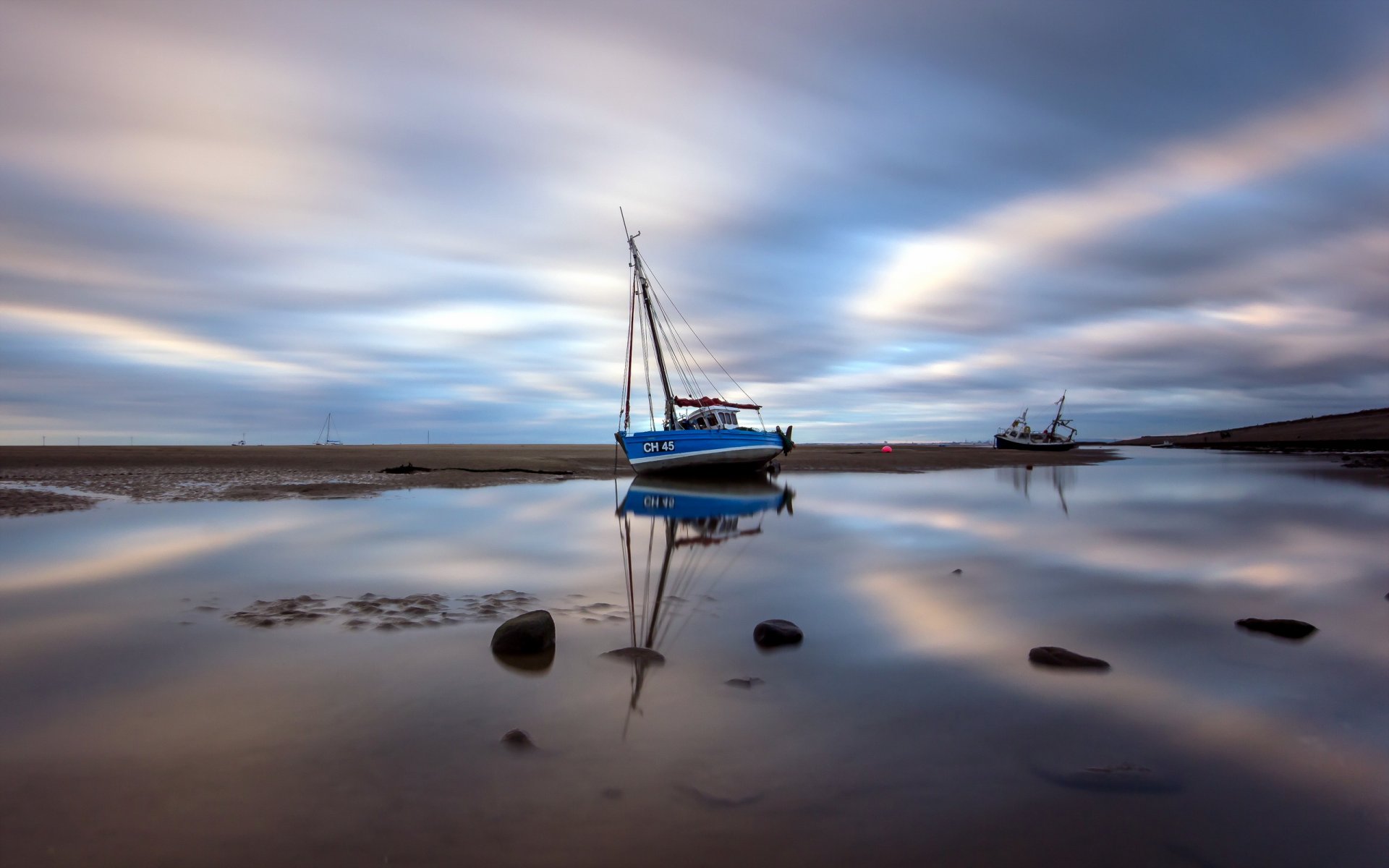 meols playa barco mar longexposure