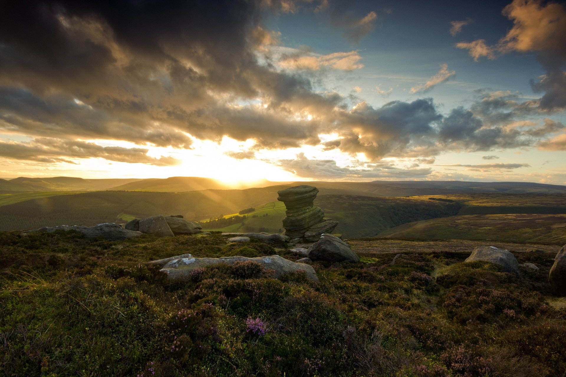 sonnenuntergang steine landschaft