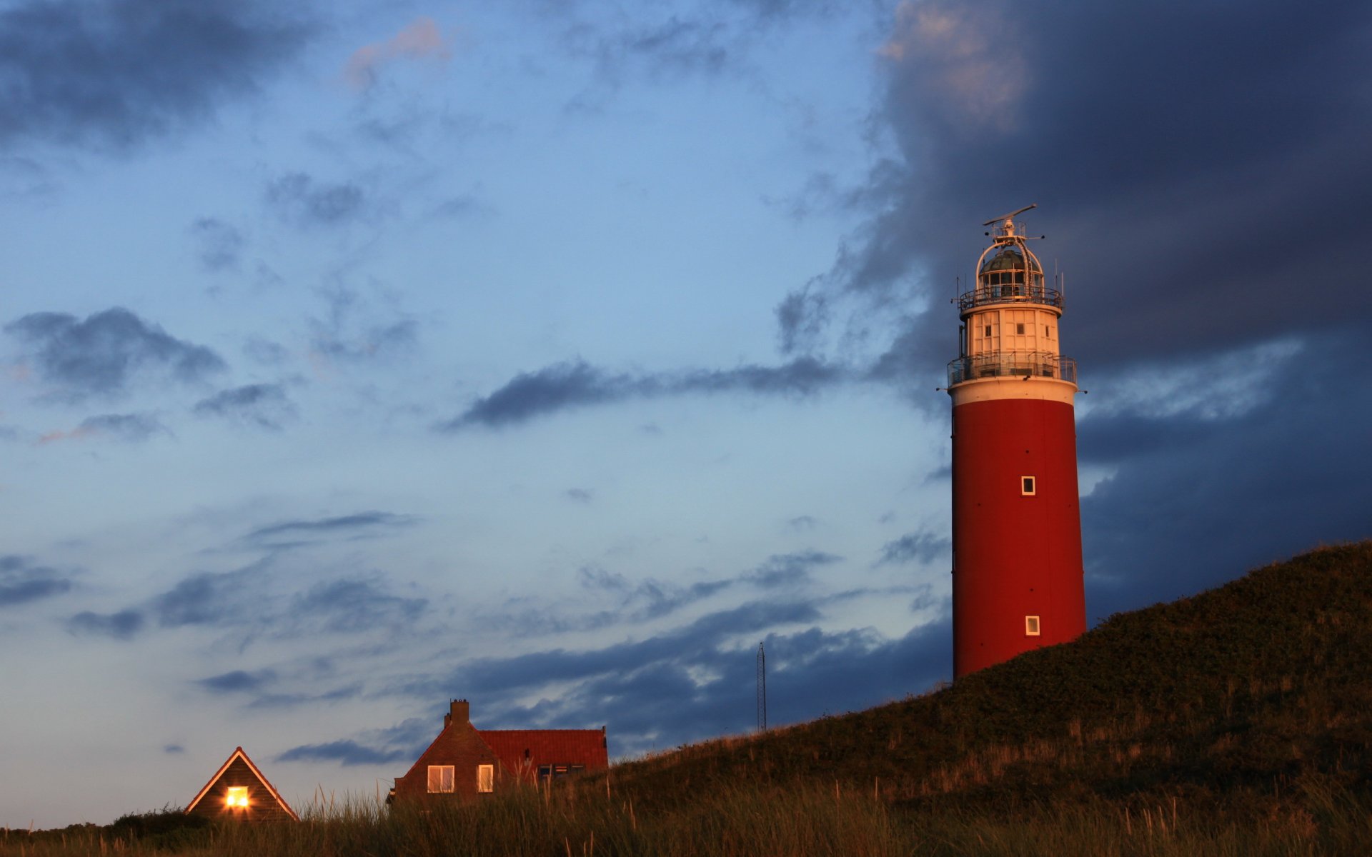 puesta de sol luz cielo faro paisaje