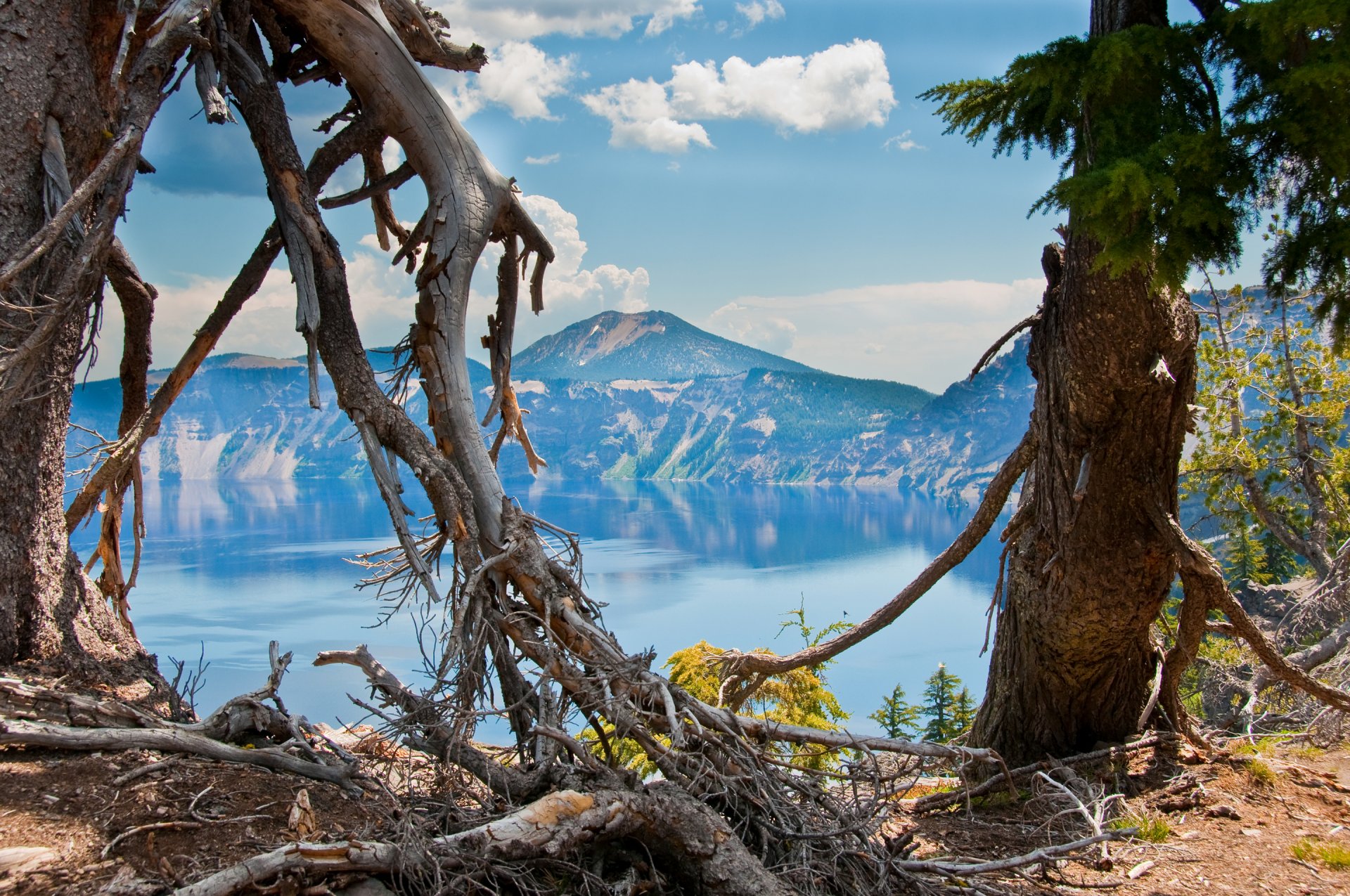 oregon sky lake mountain tree nature crater