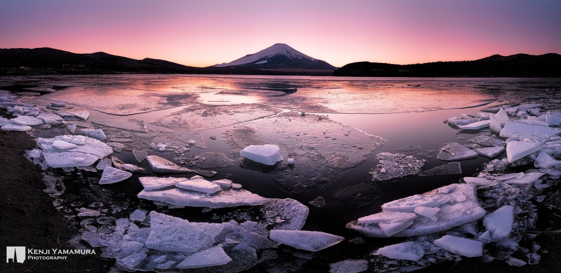 kenji yamamura fotograf japonia jezioro yamanaka zachód słońca