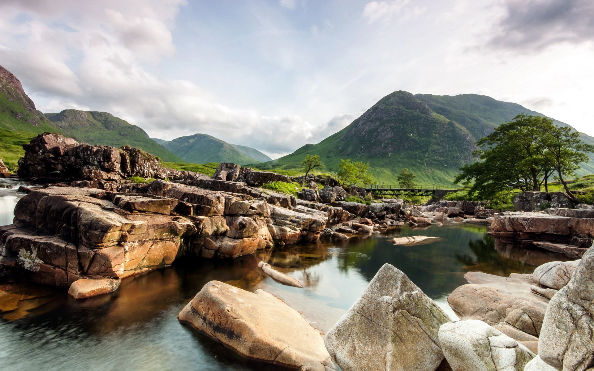 river mountain stones landscape