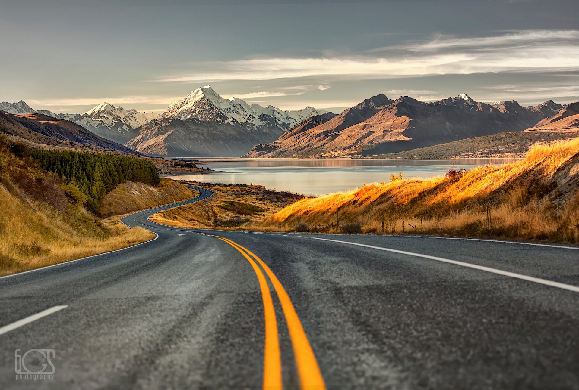 neuseeland südinsel berge südalpen straße