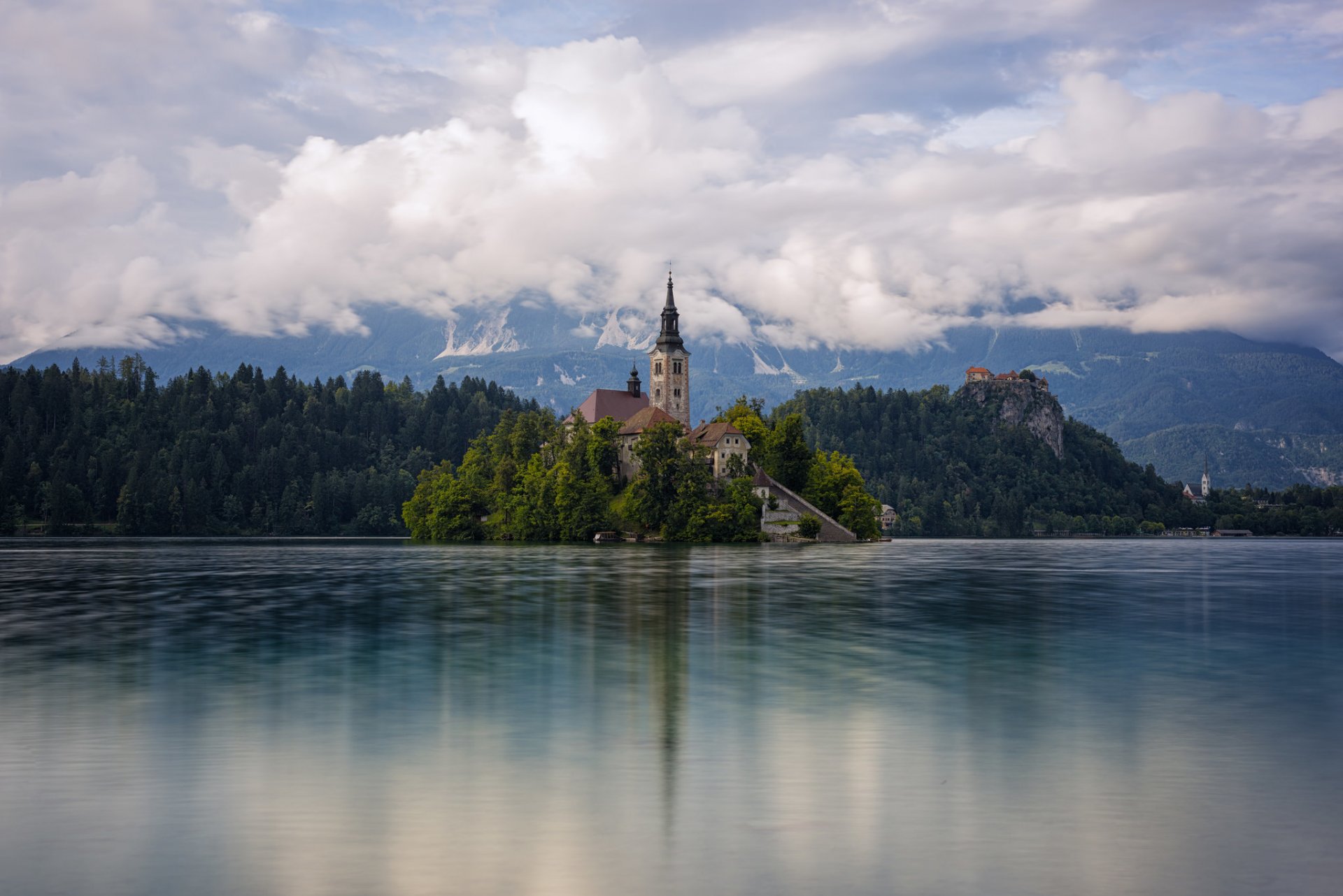 lovenia bled island church lake sky cloud