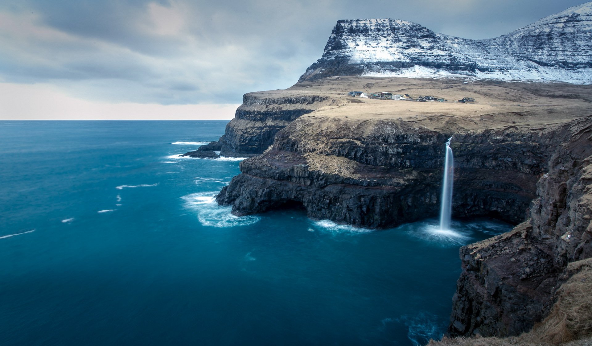 meer ufer berge wasserfall zuhause