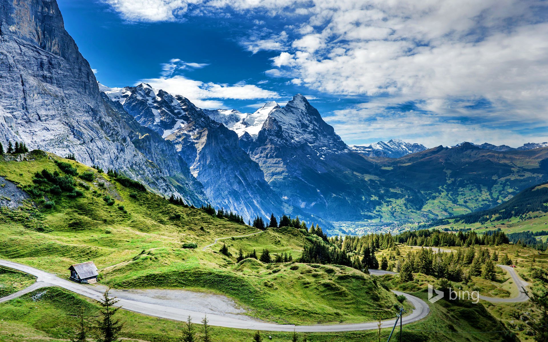 grosse scheidegg pass schweiz eiger eiger berge haus straße