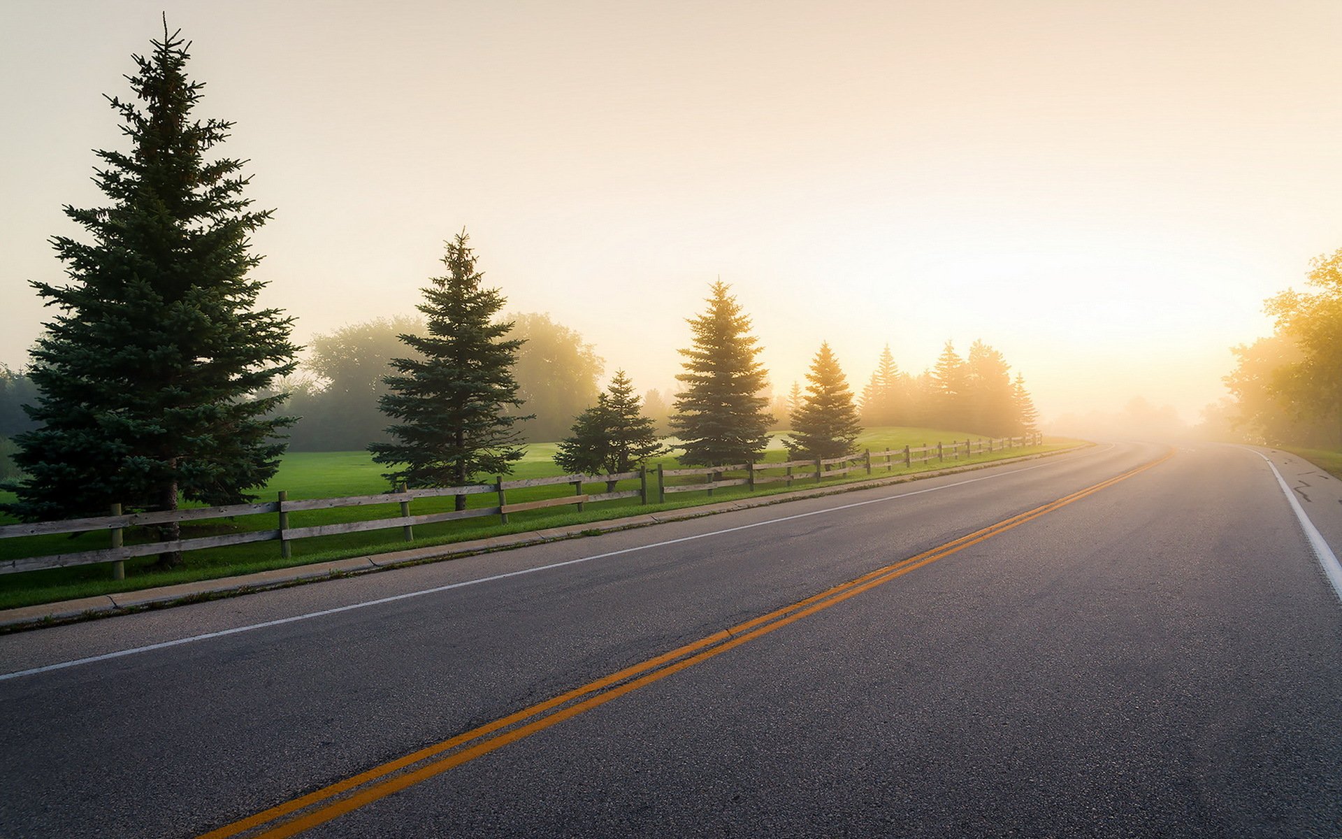 matin route brouillard