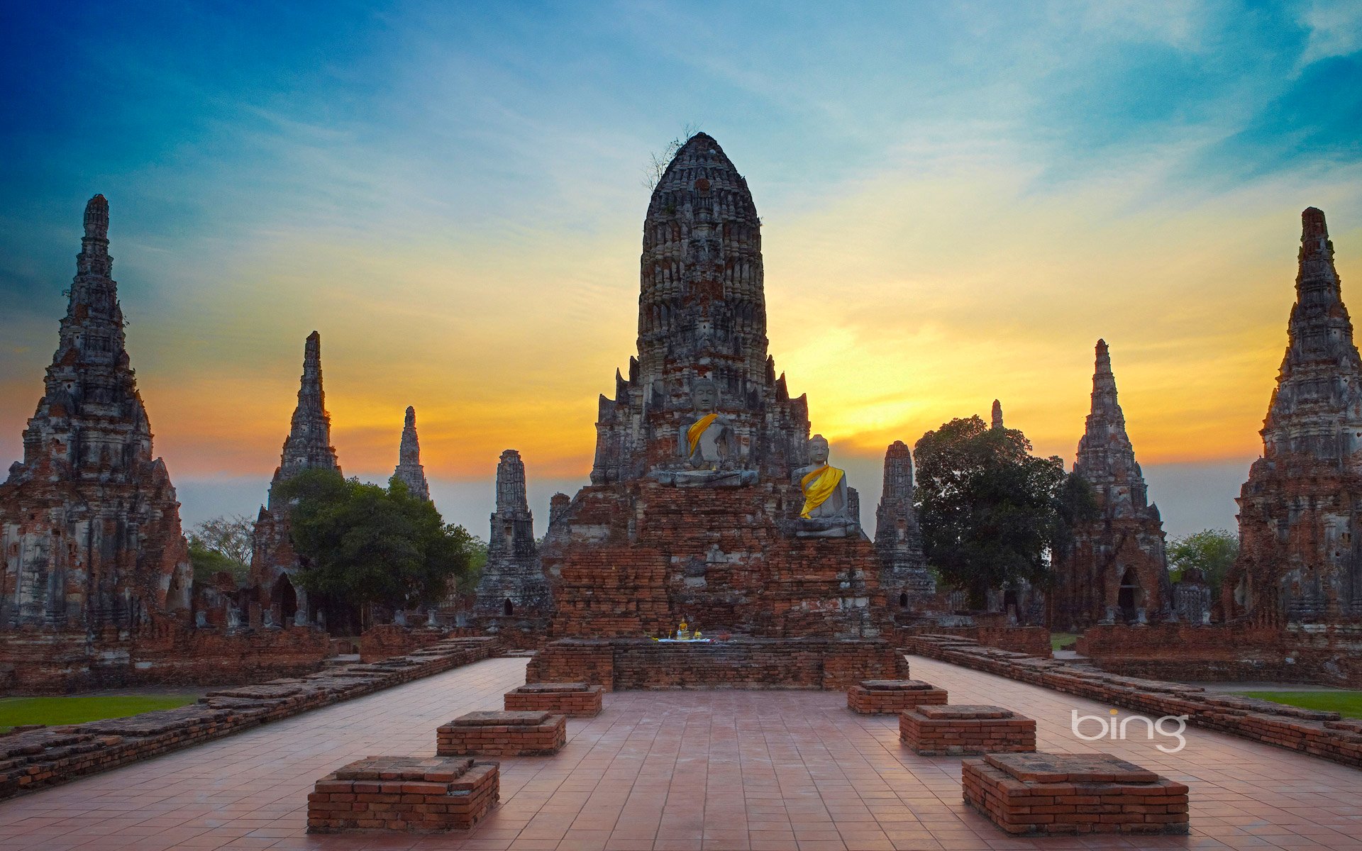 wat tè wattanaram ayutthaya thailandia cielo nuvole rovine tempio buddha