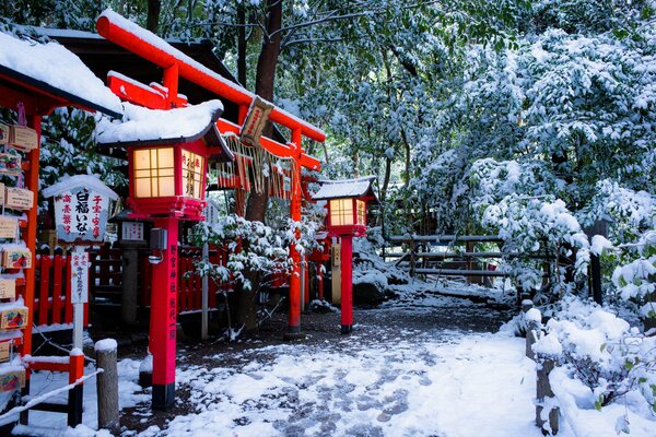 Tempio di Kyoto in Giappone inverno neve