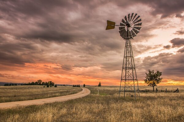 Die Landschaft der Windmühle in Australien