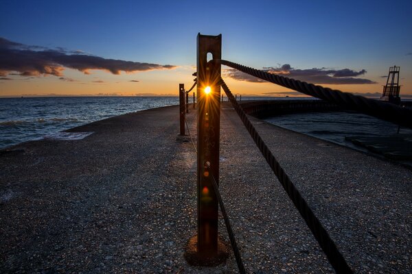 Beautiful sunset on the background of the sea