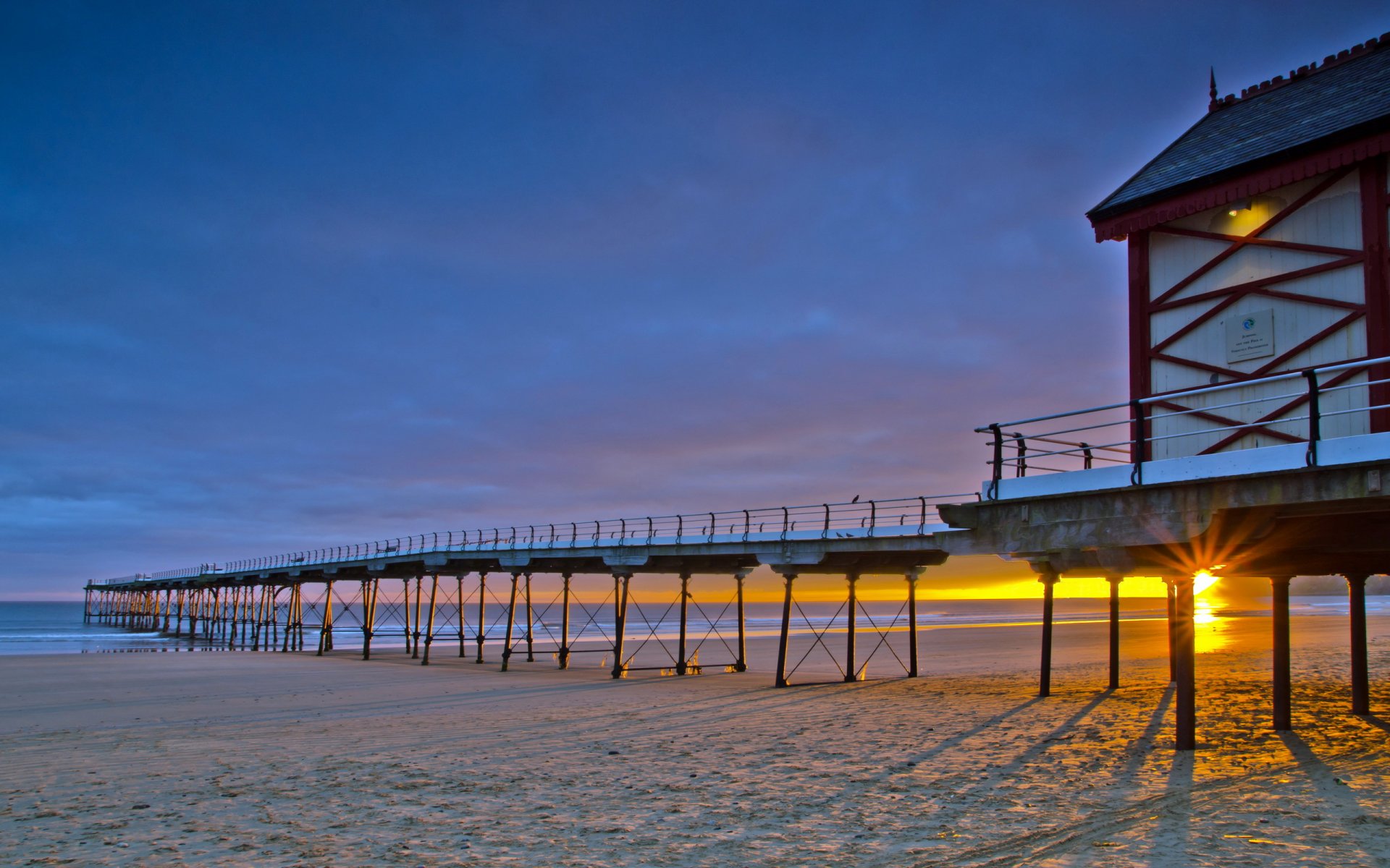 mer coucher de soleil pont paysage