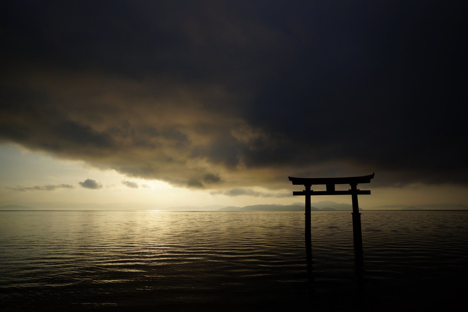 japan ozean himmel wolken tor torii landschaft