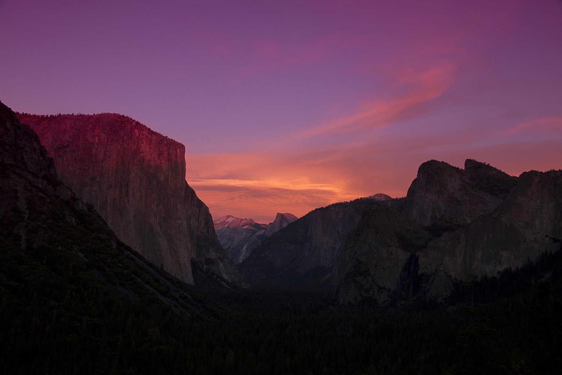 yosemite national park kalifornien sierra nevada berge tal sierra nevada berge wald bäume morgendämmerung