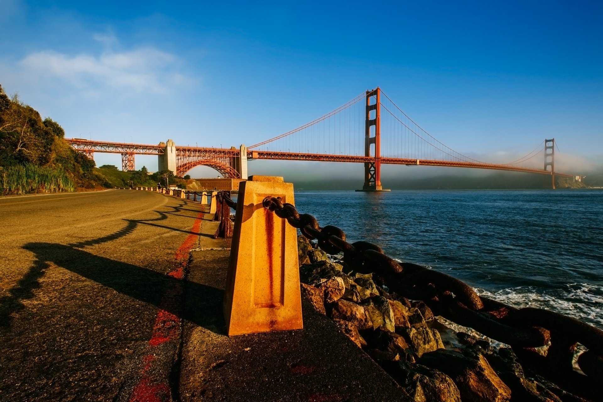 san francisco brücke goldenes tor himmel kette straße bucht