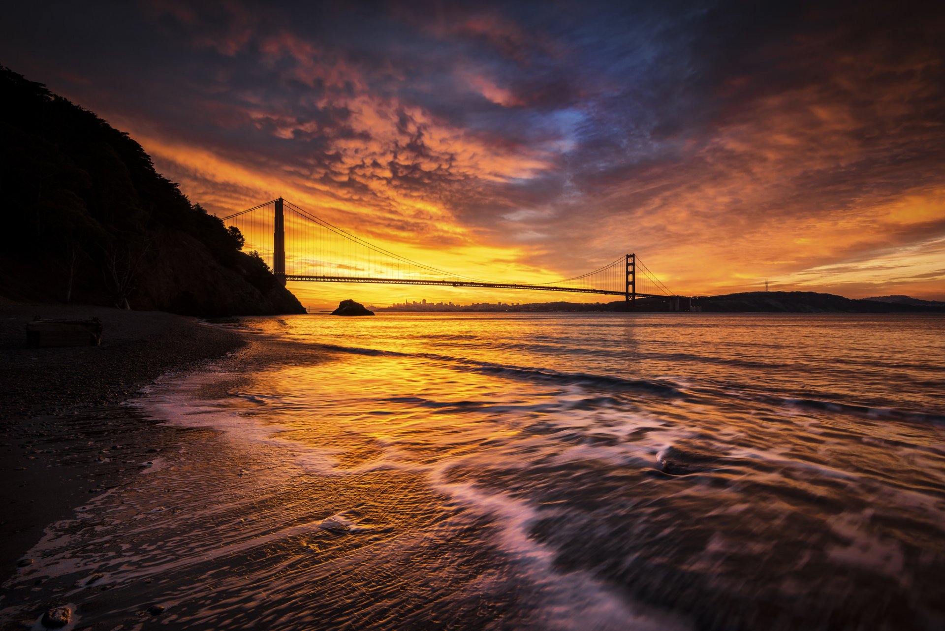 cielo nubes resplandor estrecho puente golden gate san francisco estados unidos