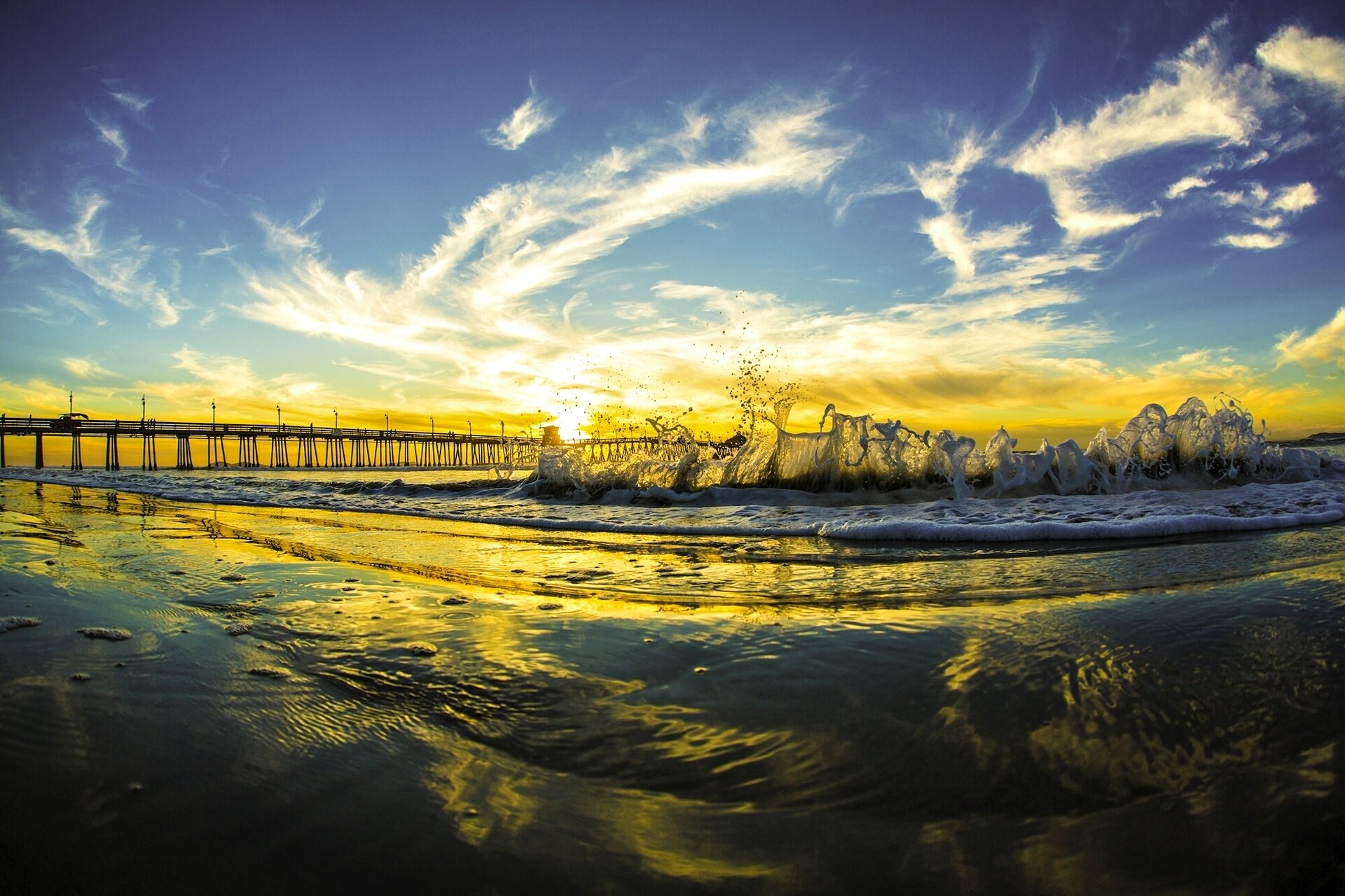 an diego california pacific ocean ocean wave bridge sky clouds sunset