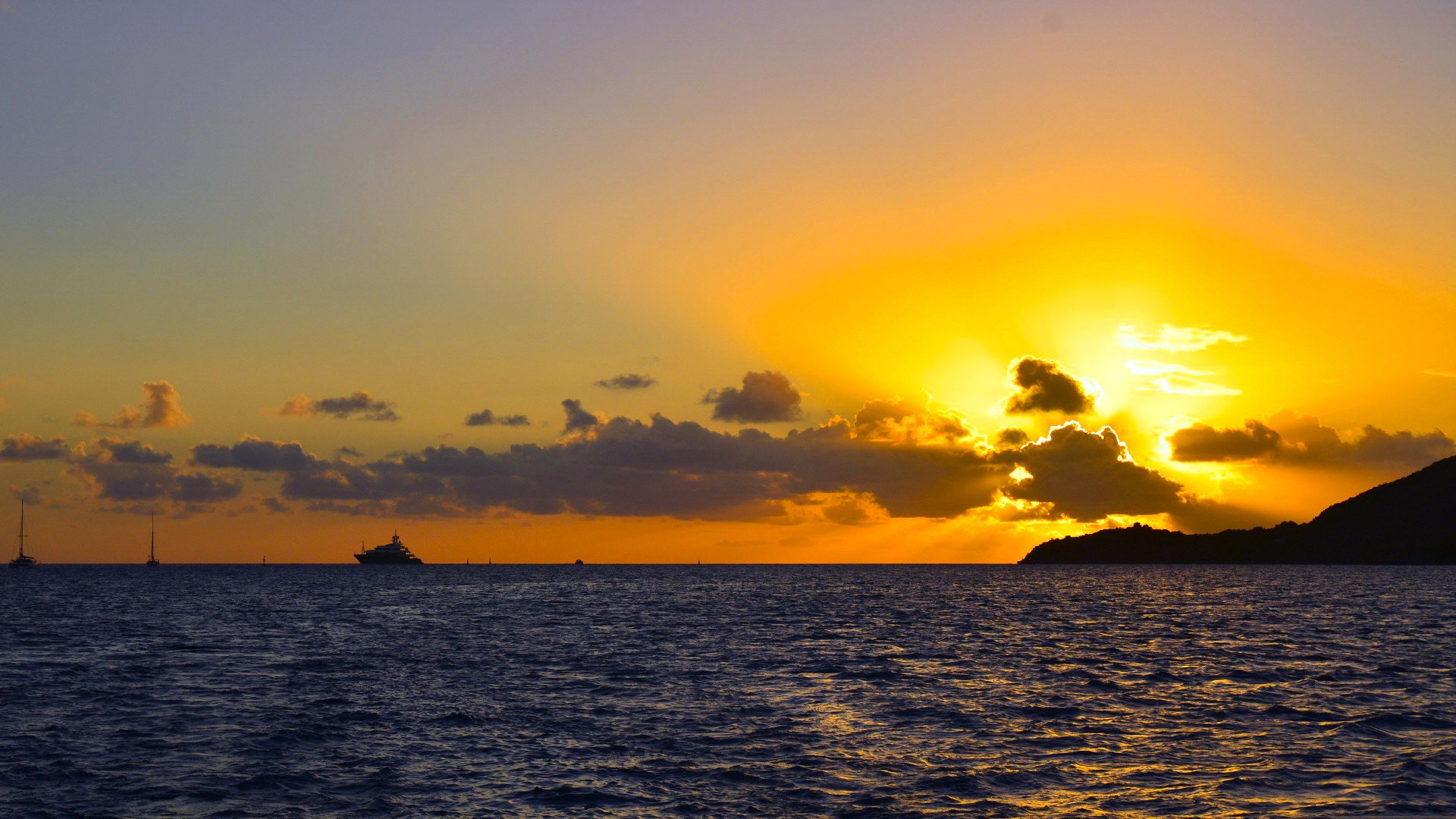 himmel wolken sonnenuntergang meer berge yacht horizont strahlen natur