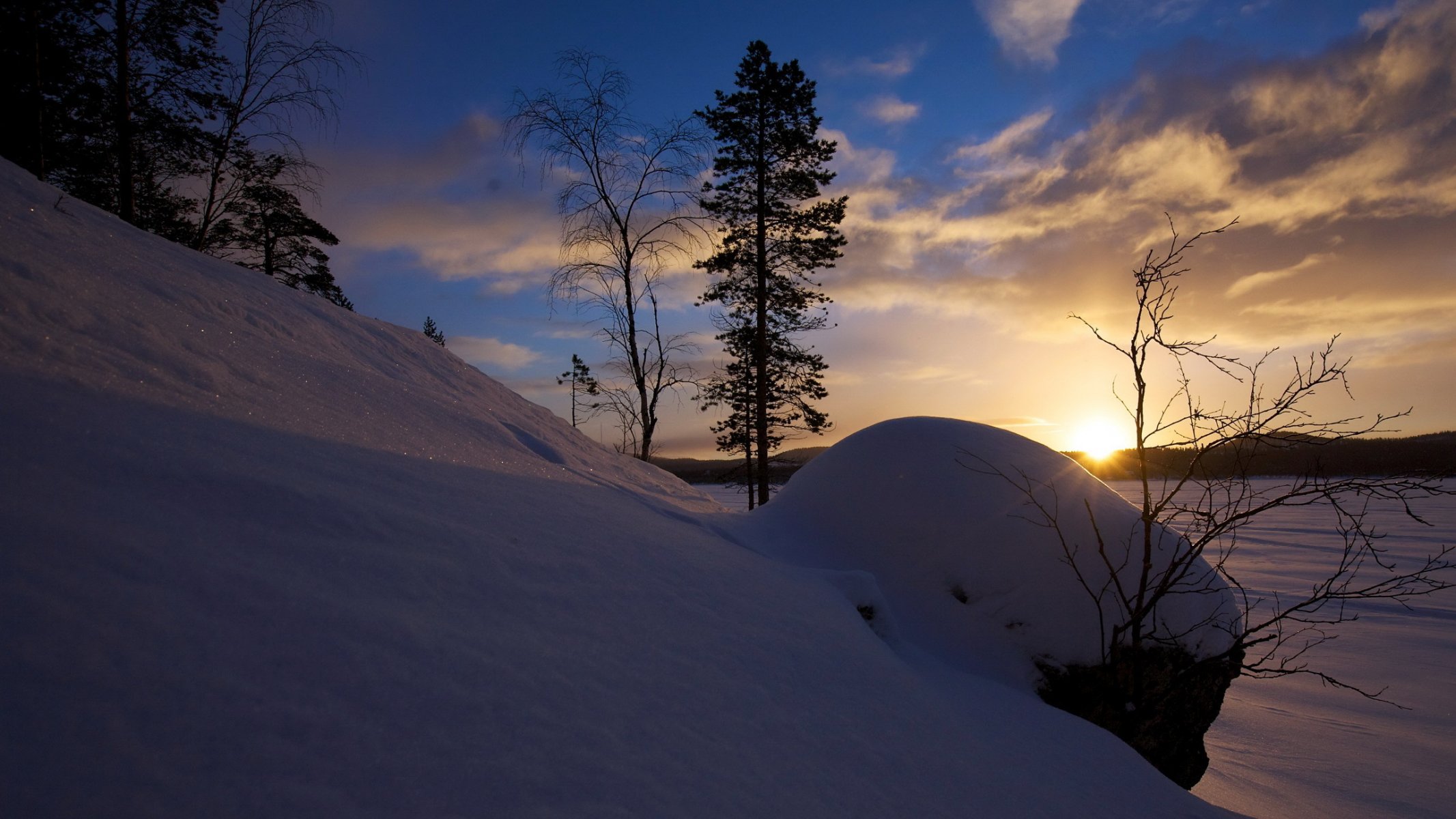 winter dämmerung sonnenuntergang schnee natur foto