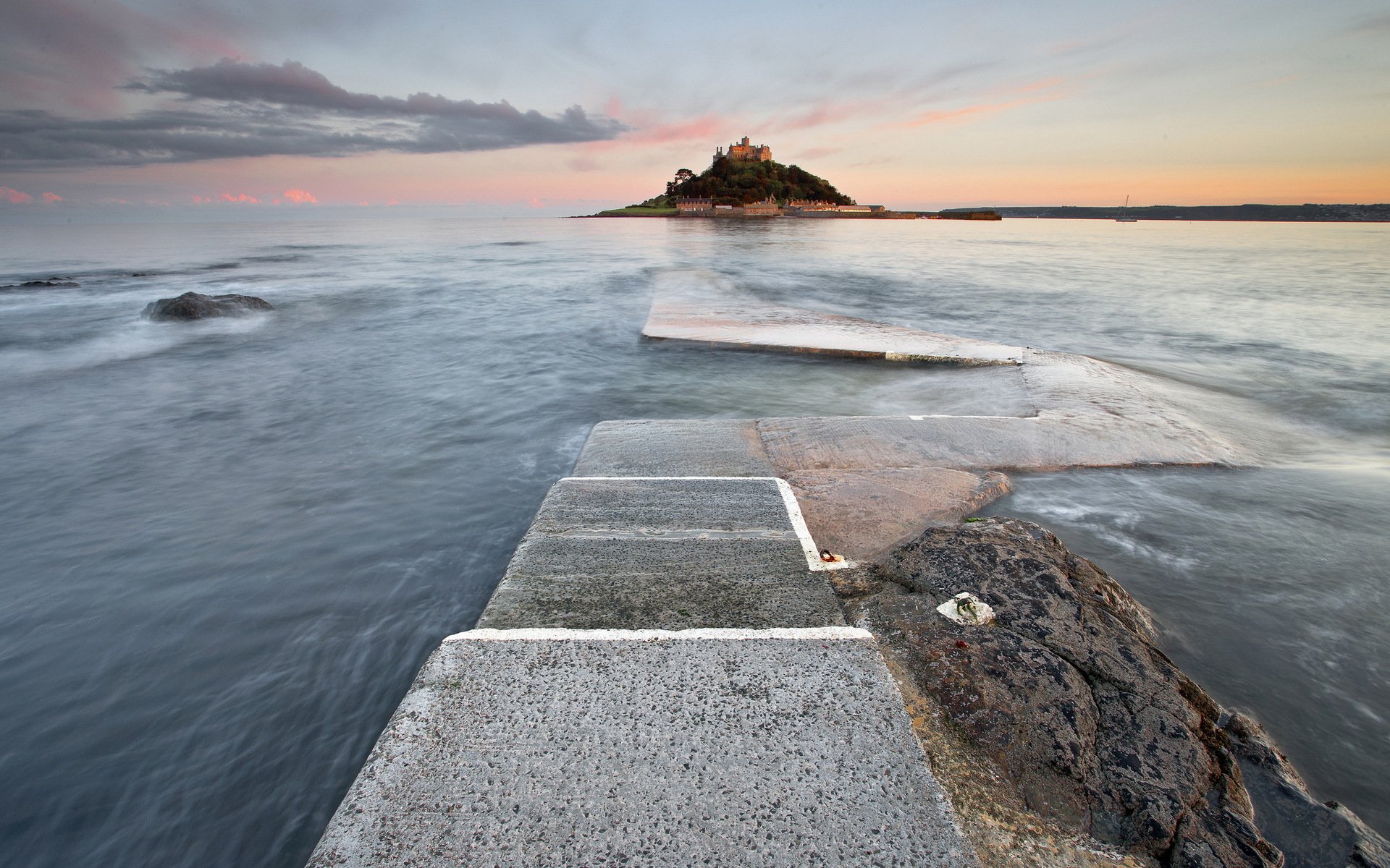 anglia marazion st.michaels moun latarnia morska morze krajobraz