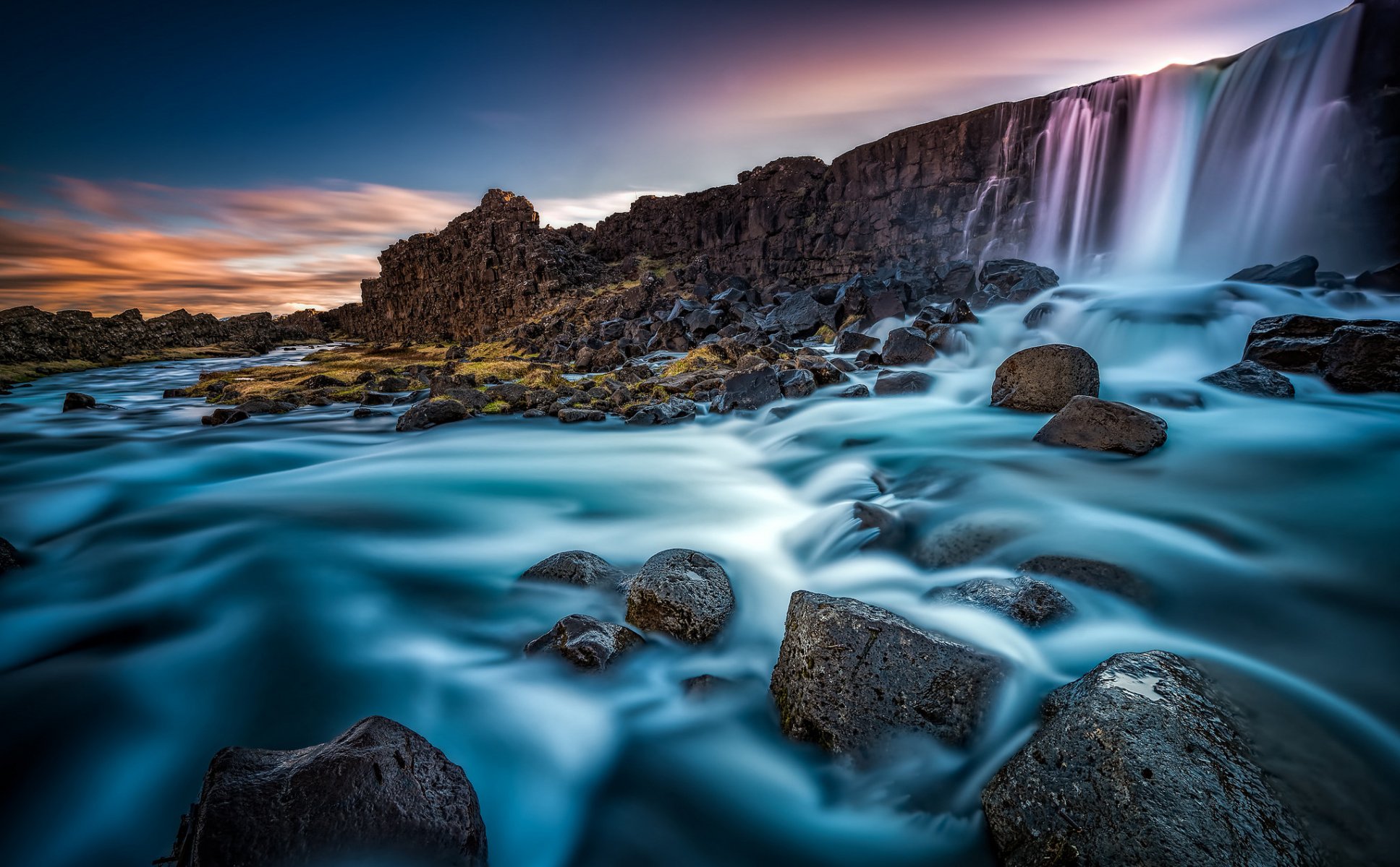 ehsaraurfoss río ehsarau arnessysla islandia cascada pared río piedras