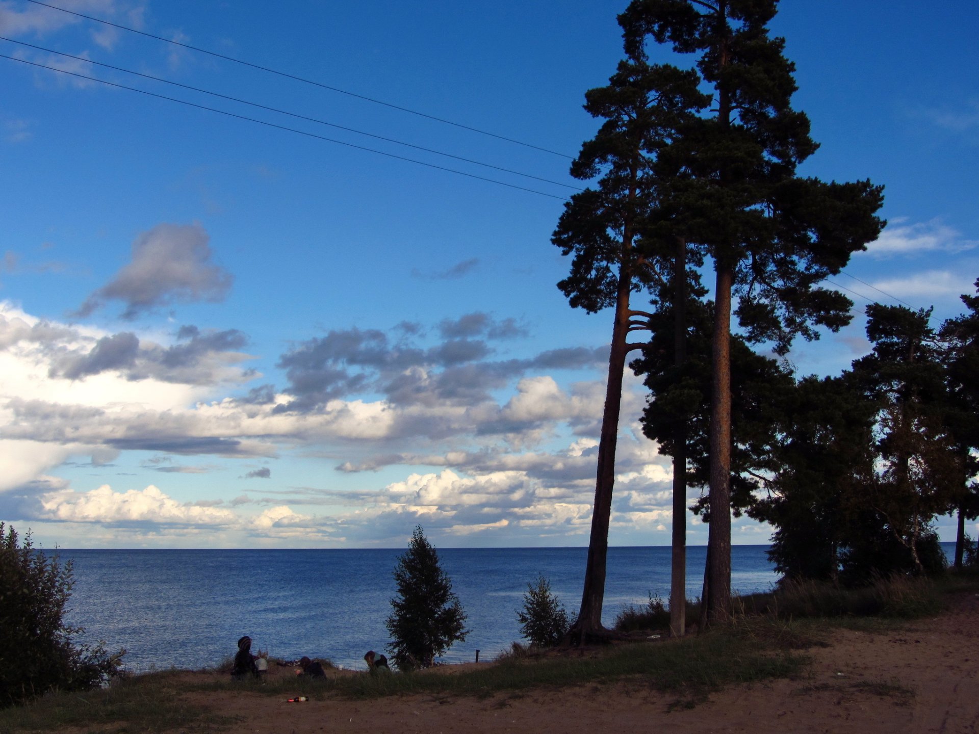 lago russia cielo ladoga alberi nuvole natura foto