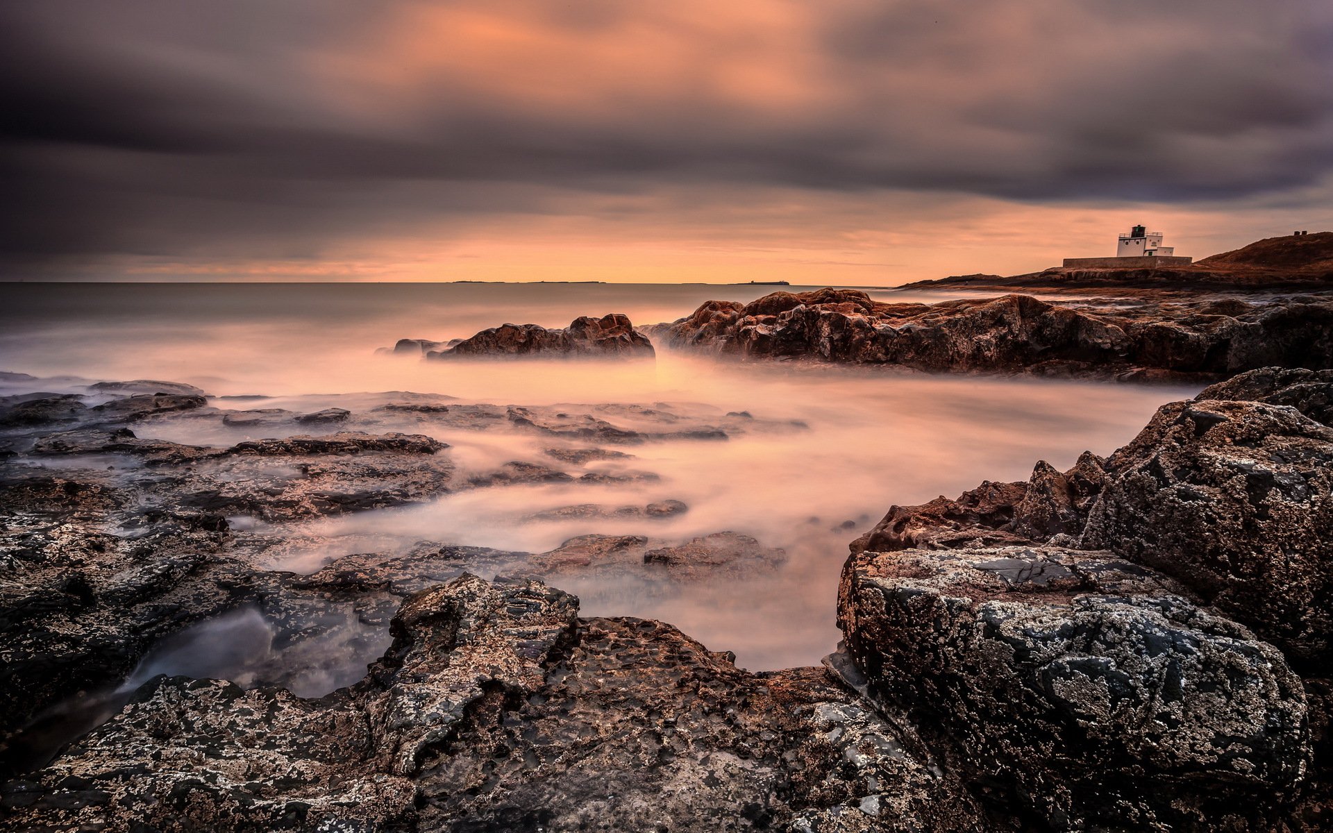 mer côte coucher de soleil paysage