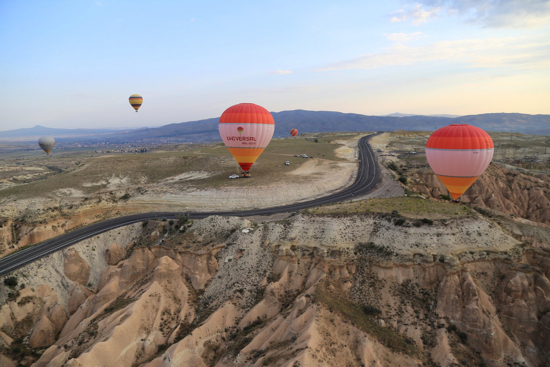 cappadocia turkey sky mountain road balloon