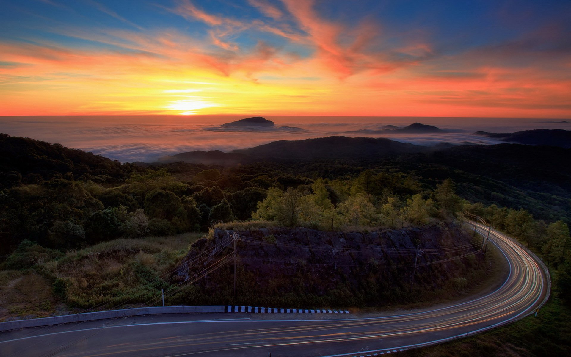 unset road landscape