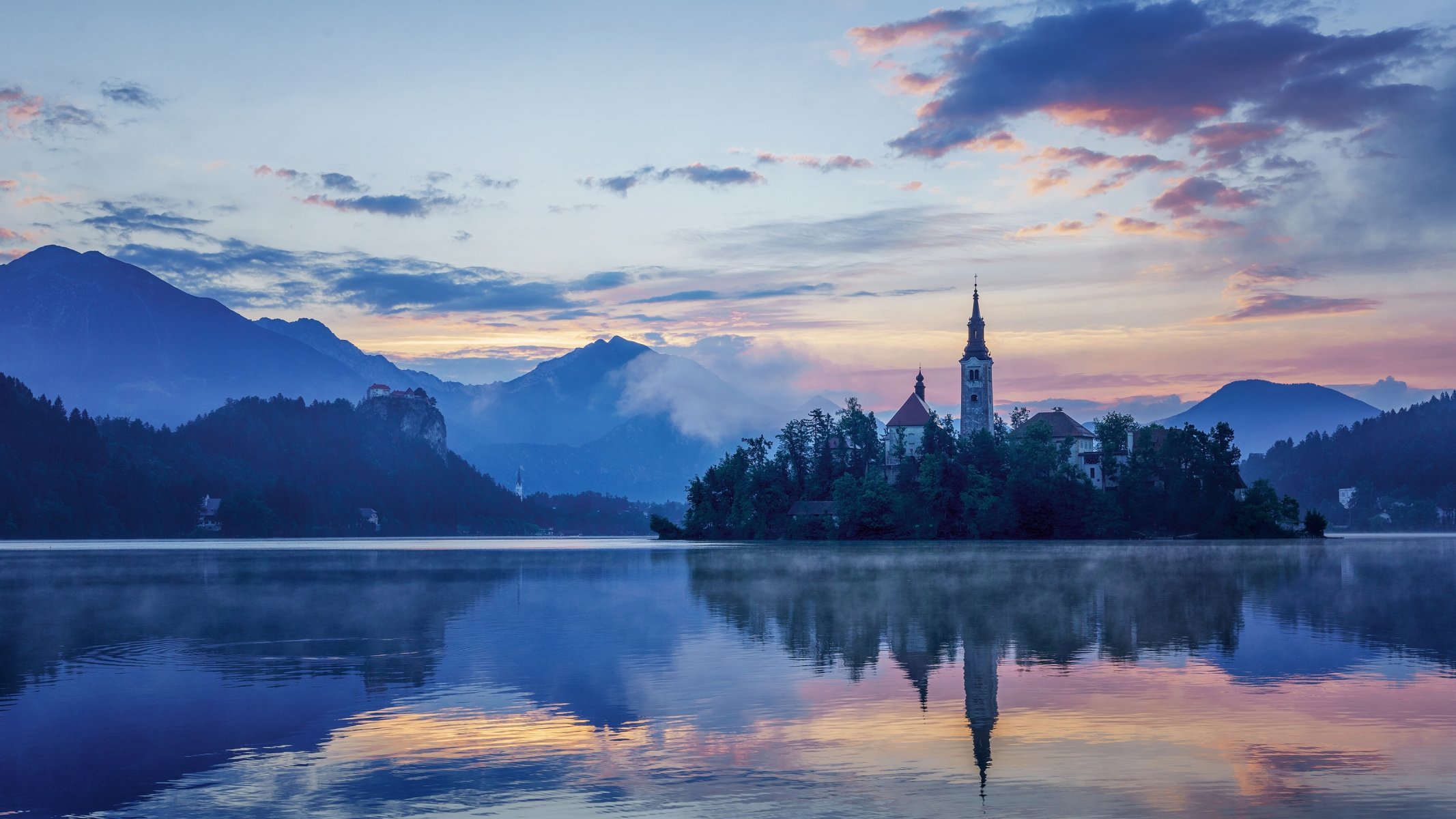 lago di bled slovenia lago di bled chiesa mariin montagne isola lago chiesa riflessione