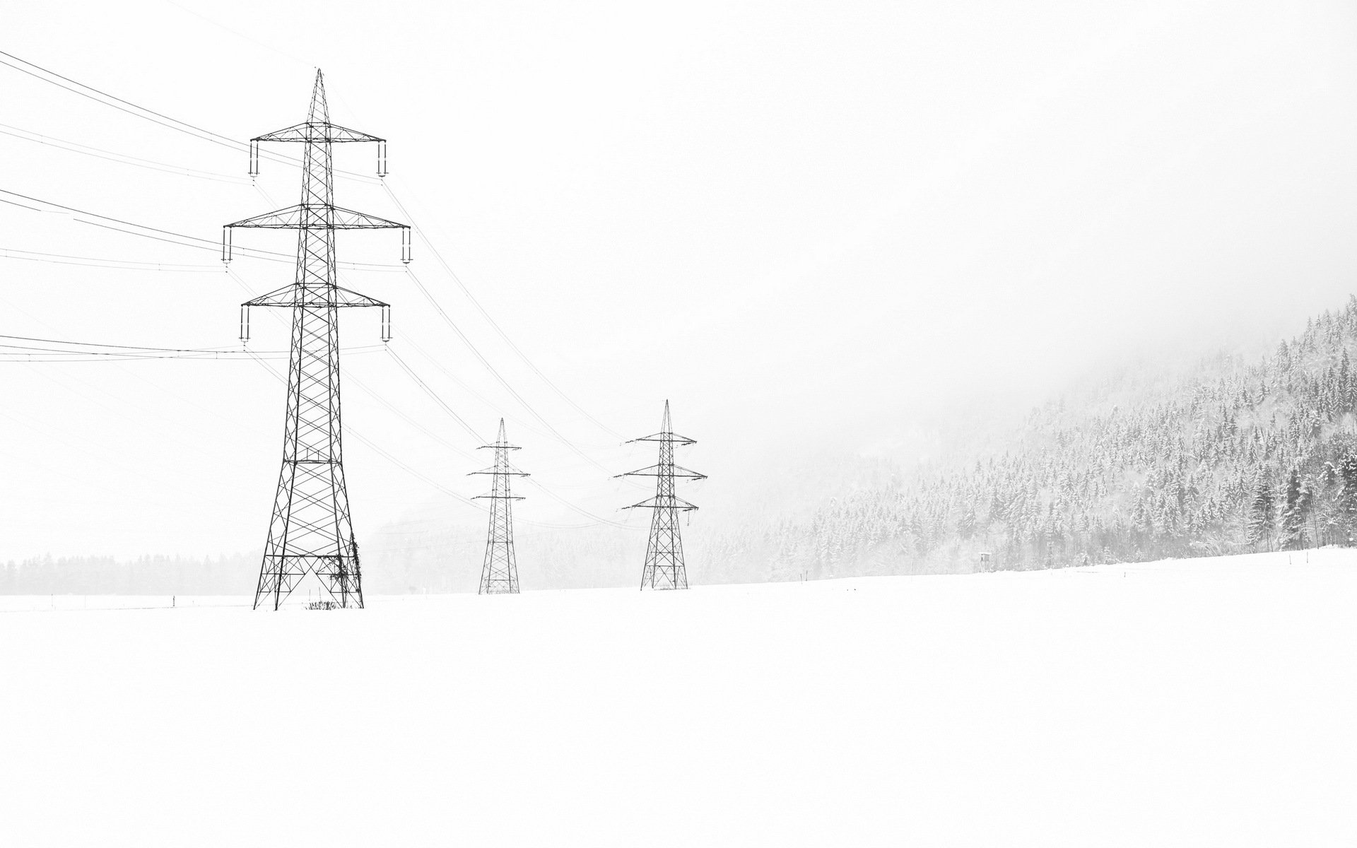 inverno neve linee elettriche paesaggio