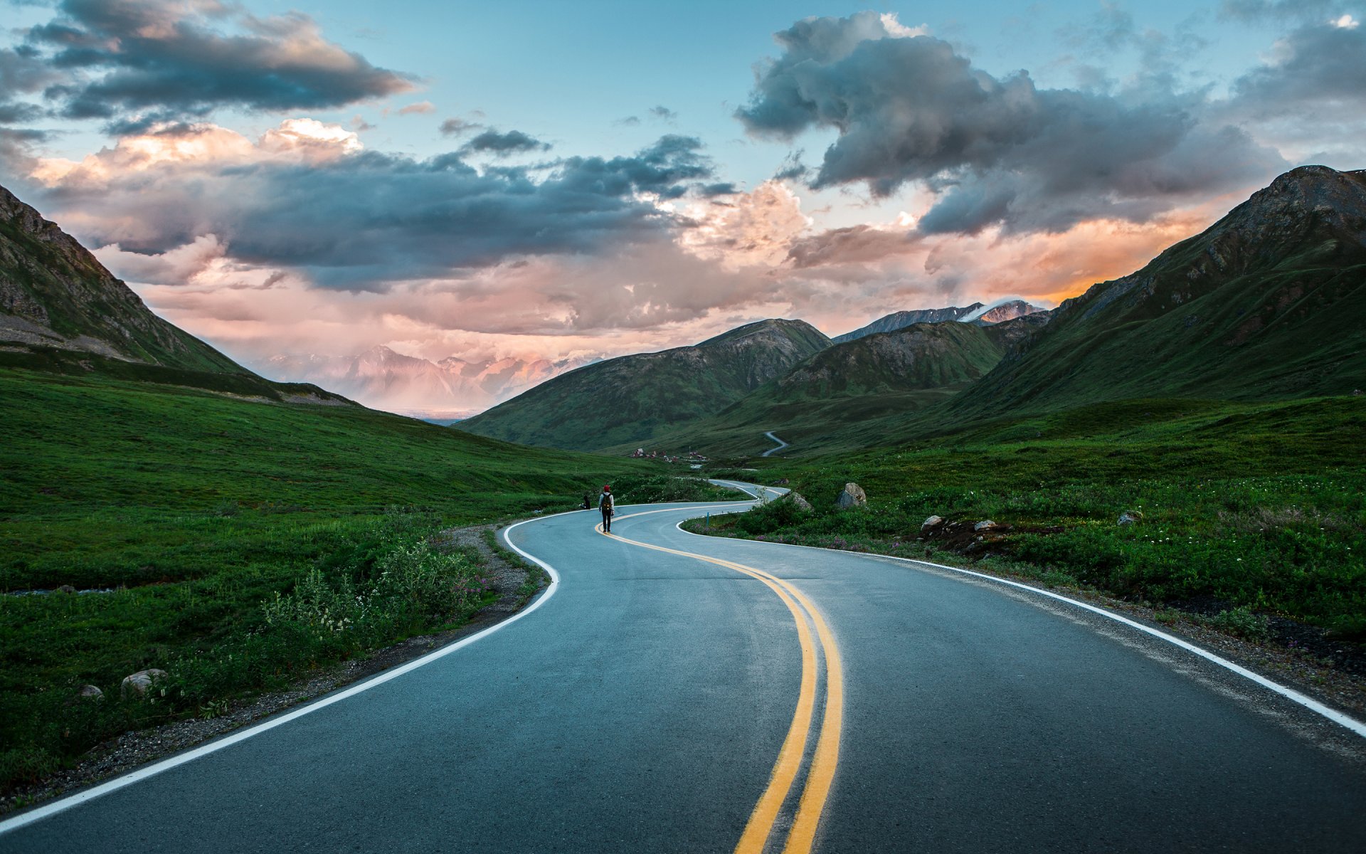 alaska road mountain nature