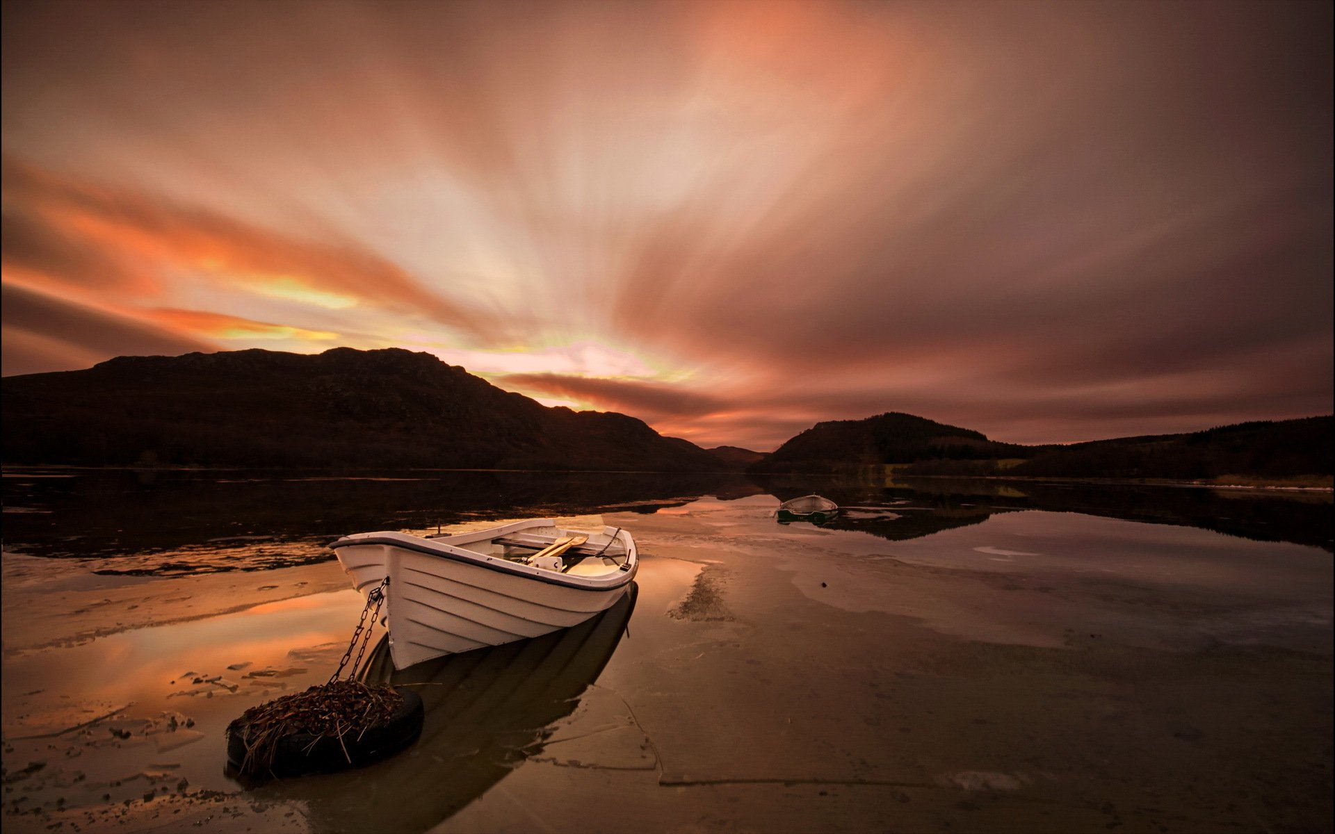 lake boat landscape