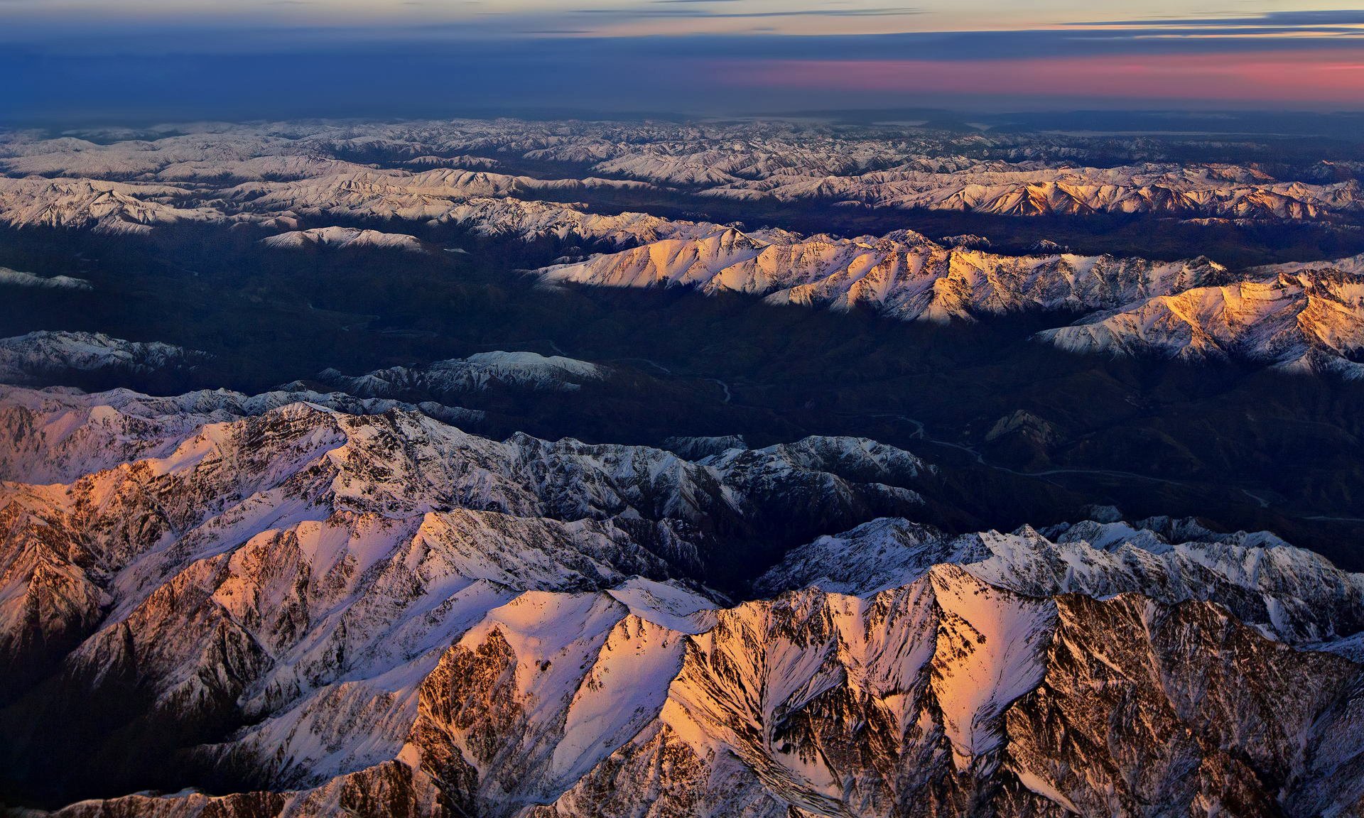 cielo nuvole montagne tramonto cime neve