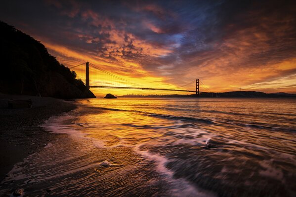 Evening glow over the Strait in San Francisco