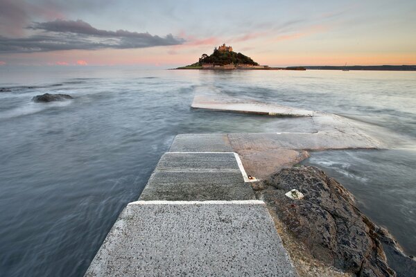 Beautiful sea and lighthouse in the distance