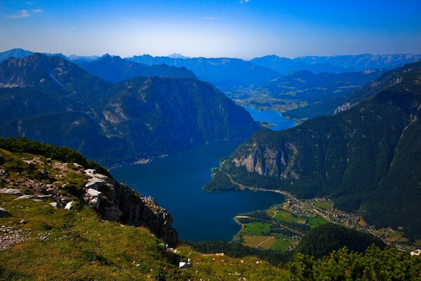 The beauty of a mountain lake in Italy