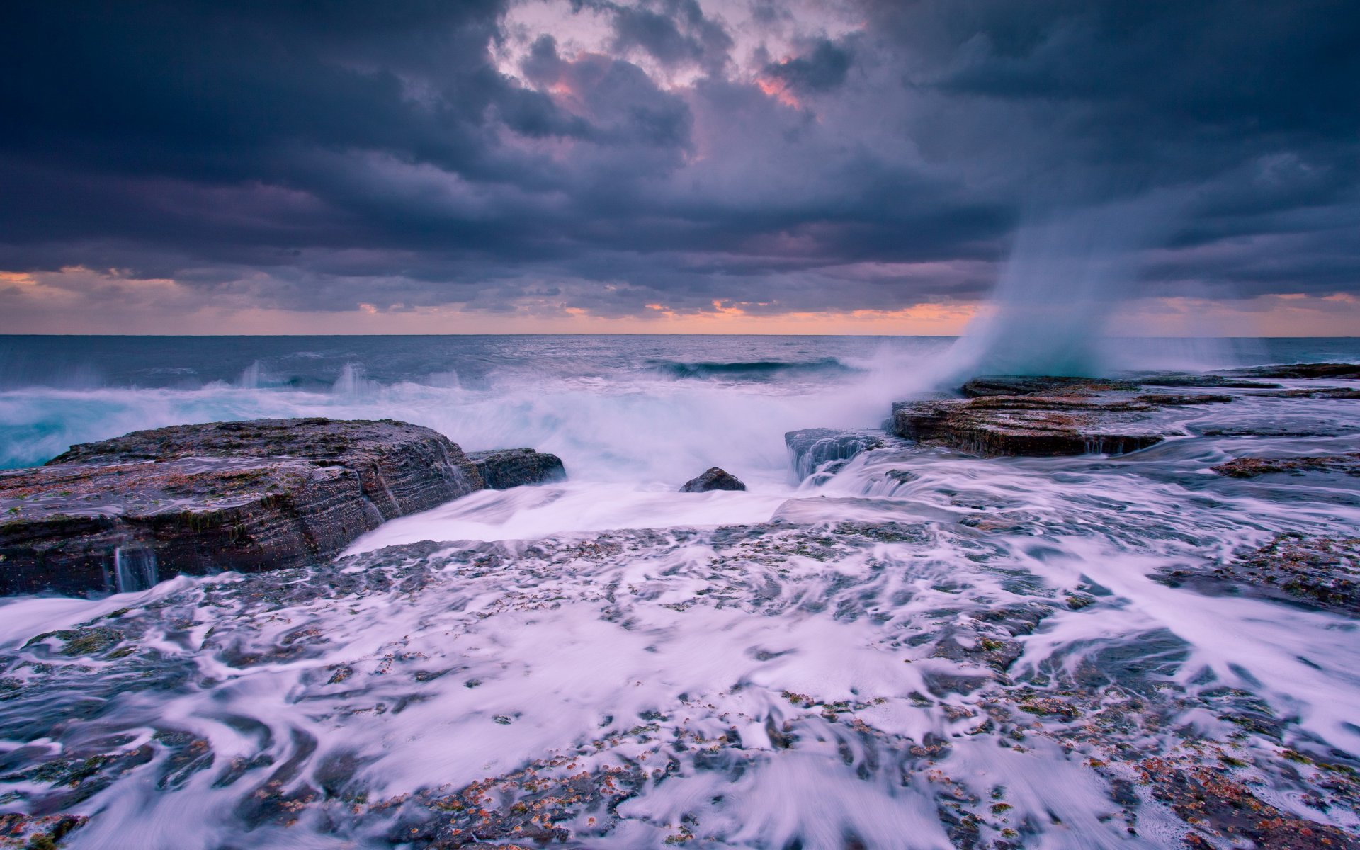 meer felsen sonnenuntergang landschaft welle