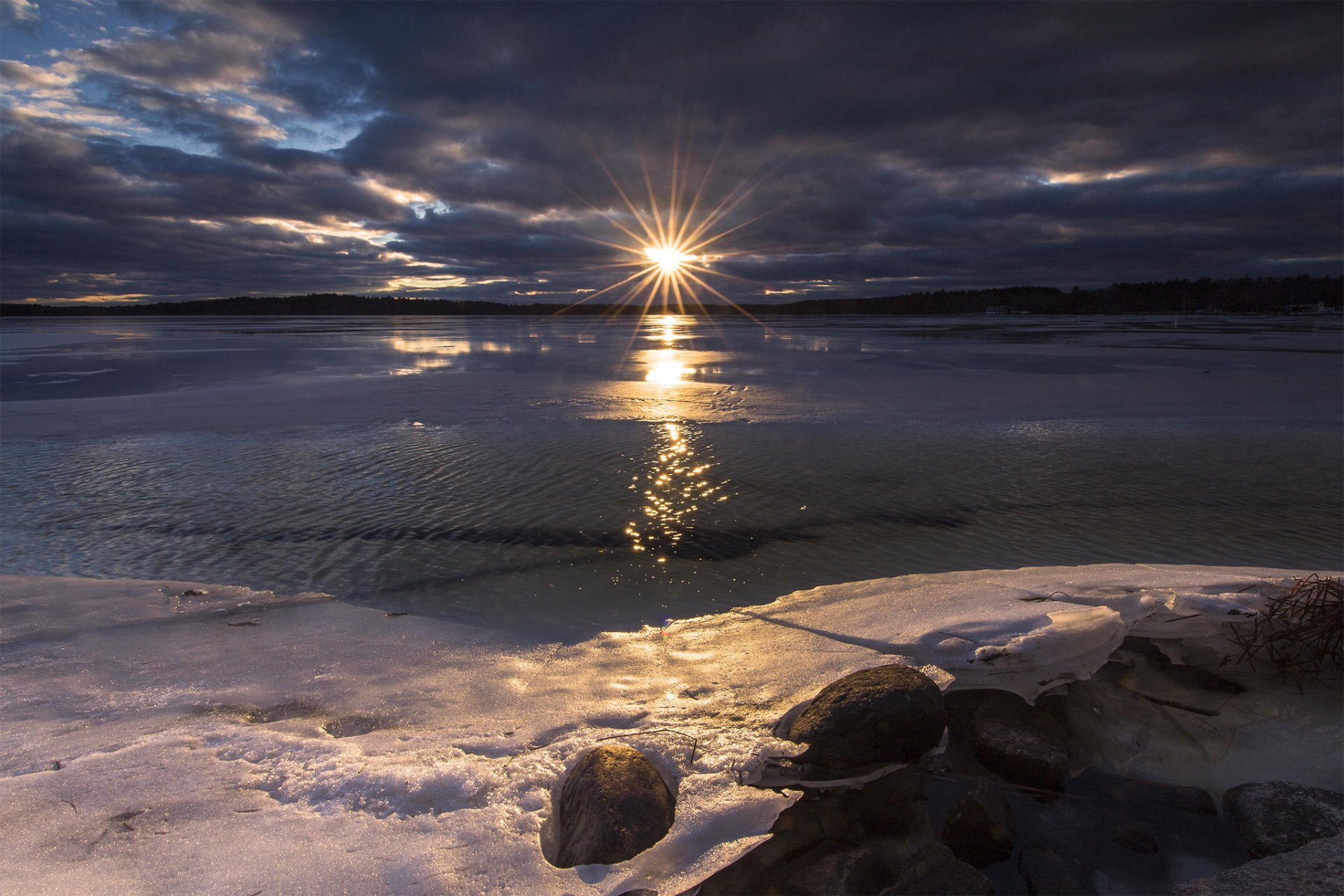 new england lake massabesic new hampshire sonne tauwetter