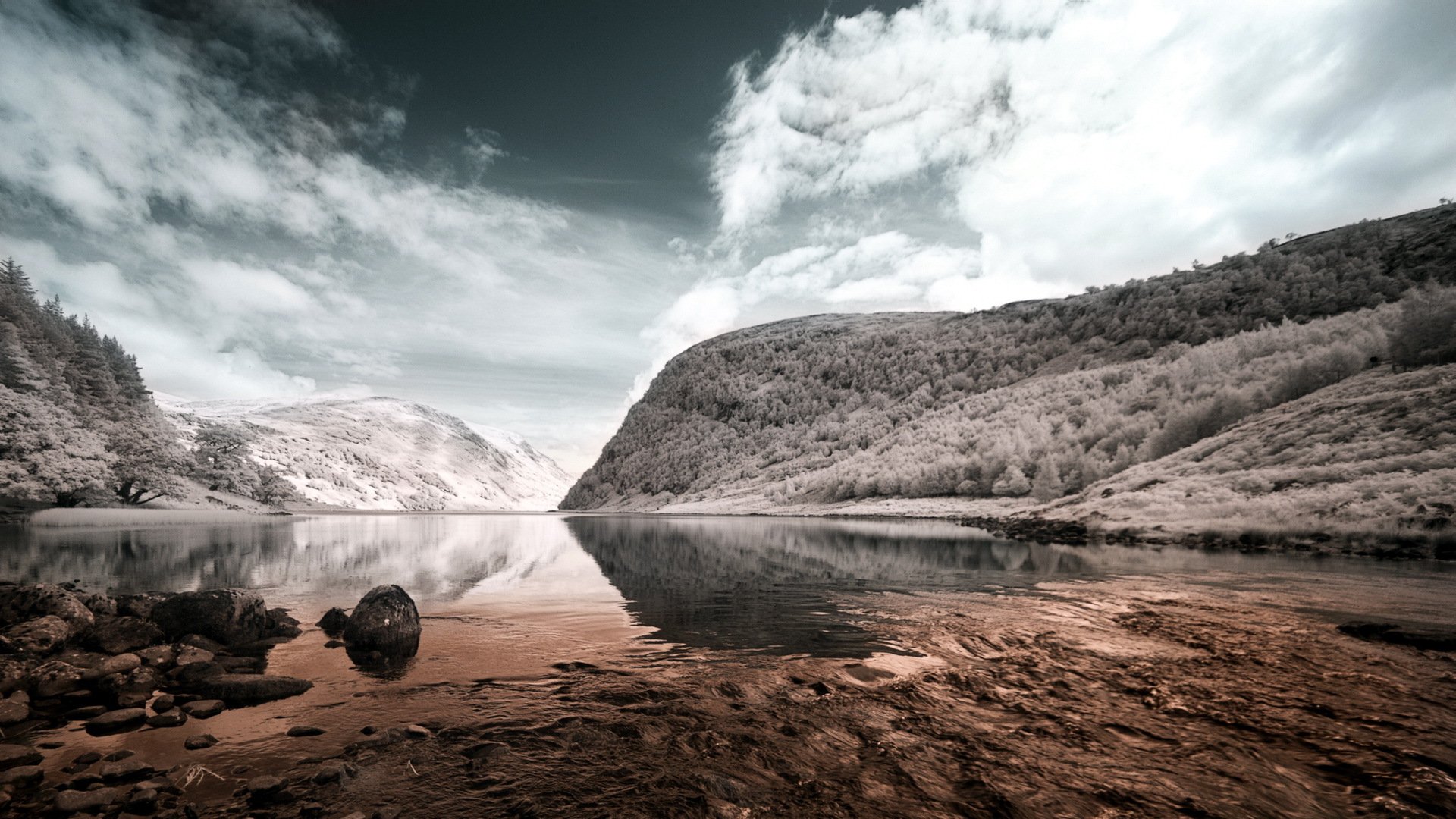 lago montagna paesaggio colore stile