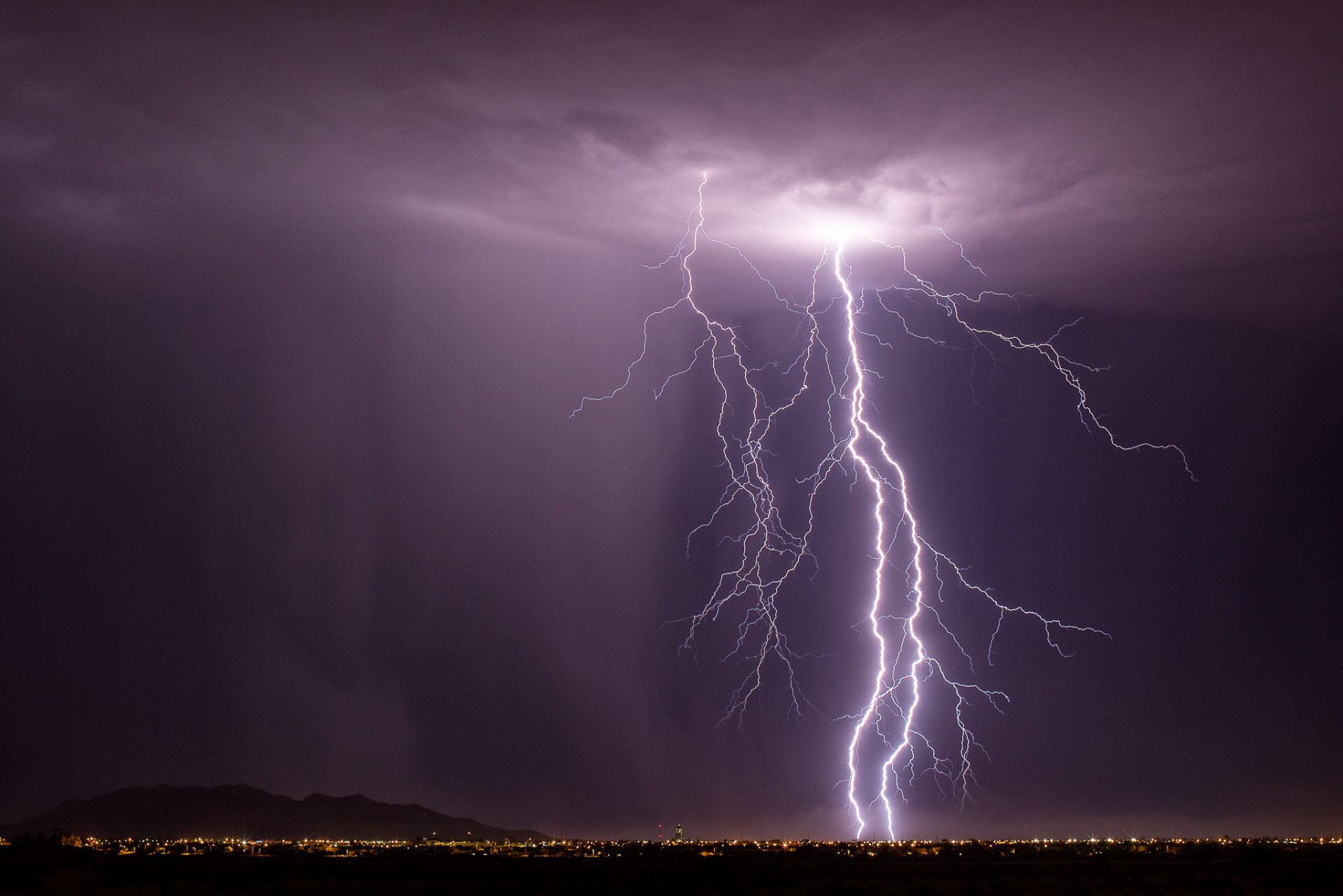 arizona casa grande relámpago tormenta ciudad noche luces